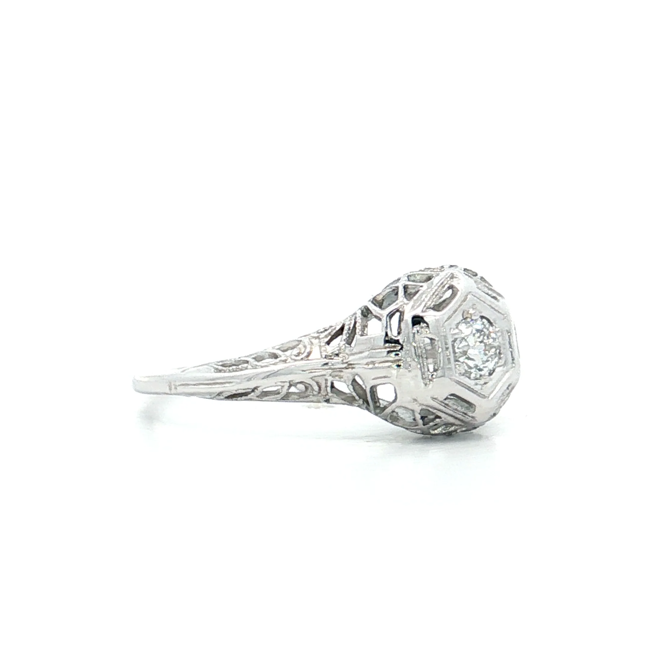 .13 Antique Deco Diamond Solitaire Engagement Ring 18k - Image 3