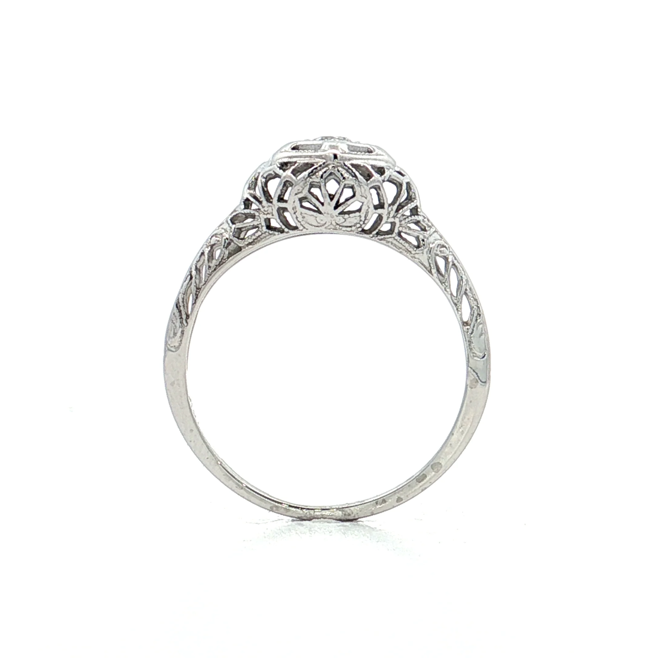 .13 Antique Deco Diamond Solitaire Engagement Ring 18k - Image 4