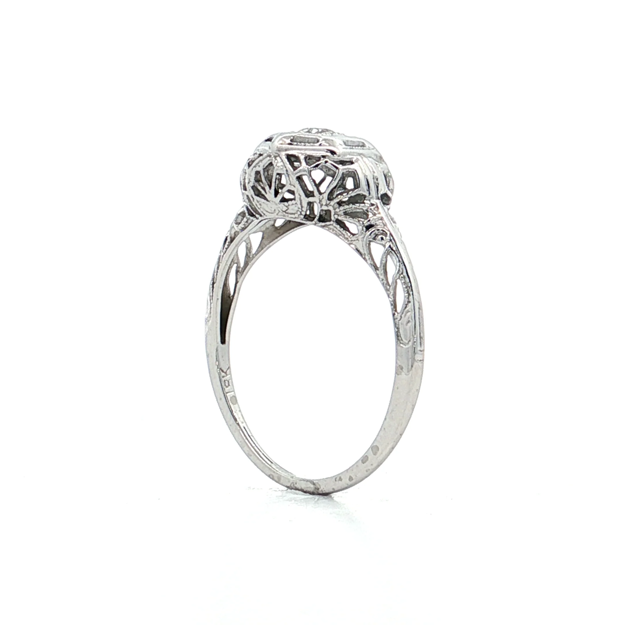 .13 Antique Deco Diamond Solitaire Engagement Ring 18k - Image 5