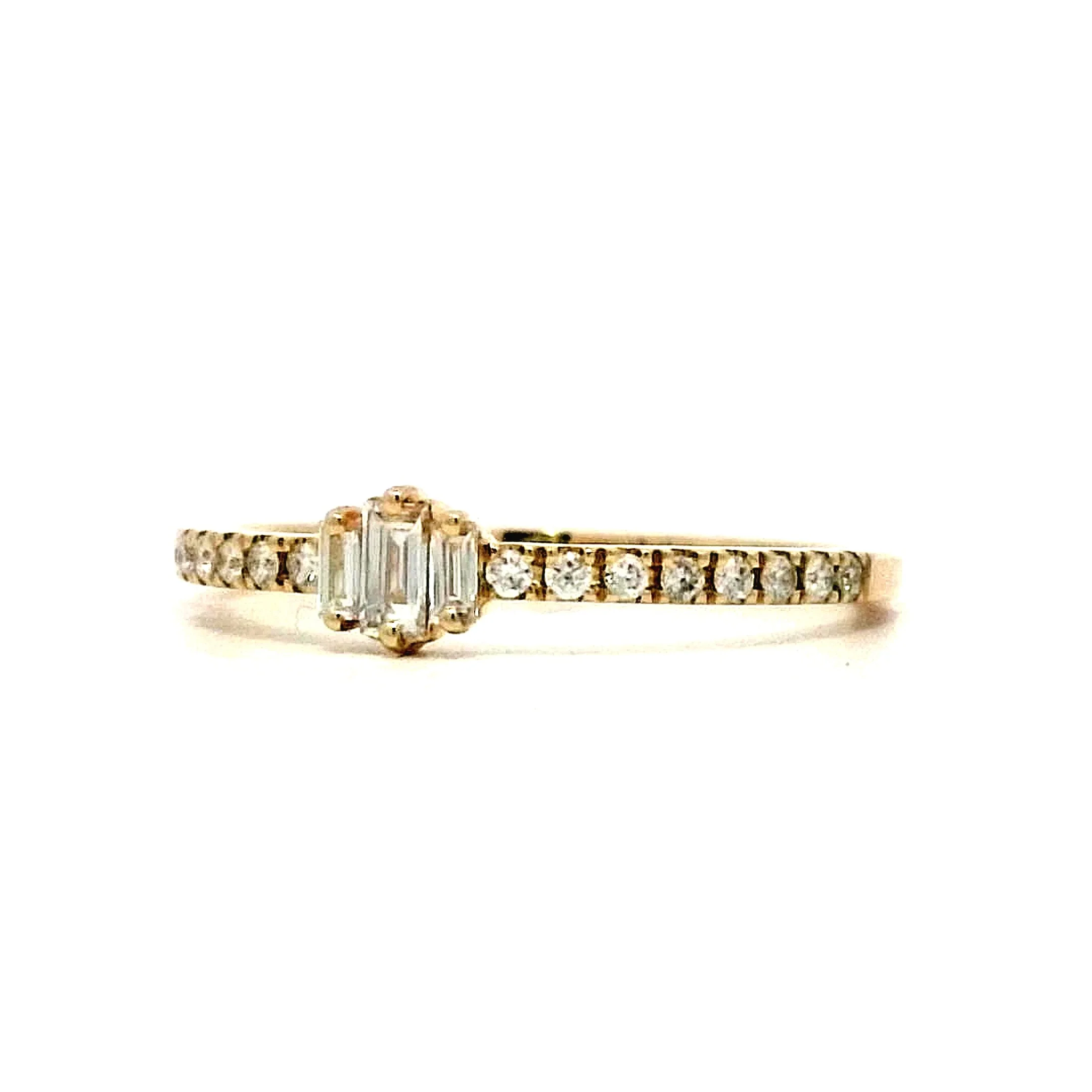 .13 Baguette Three Stone Stacking Ring in 14k Yellow Gold - Image 2
