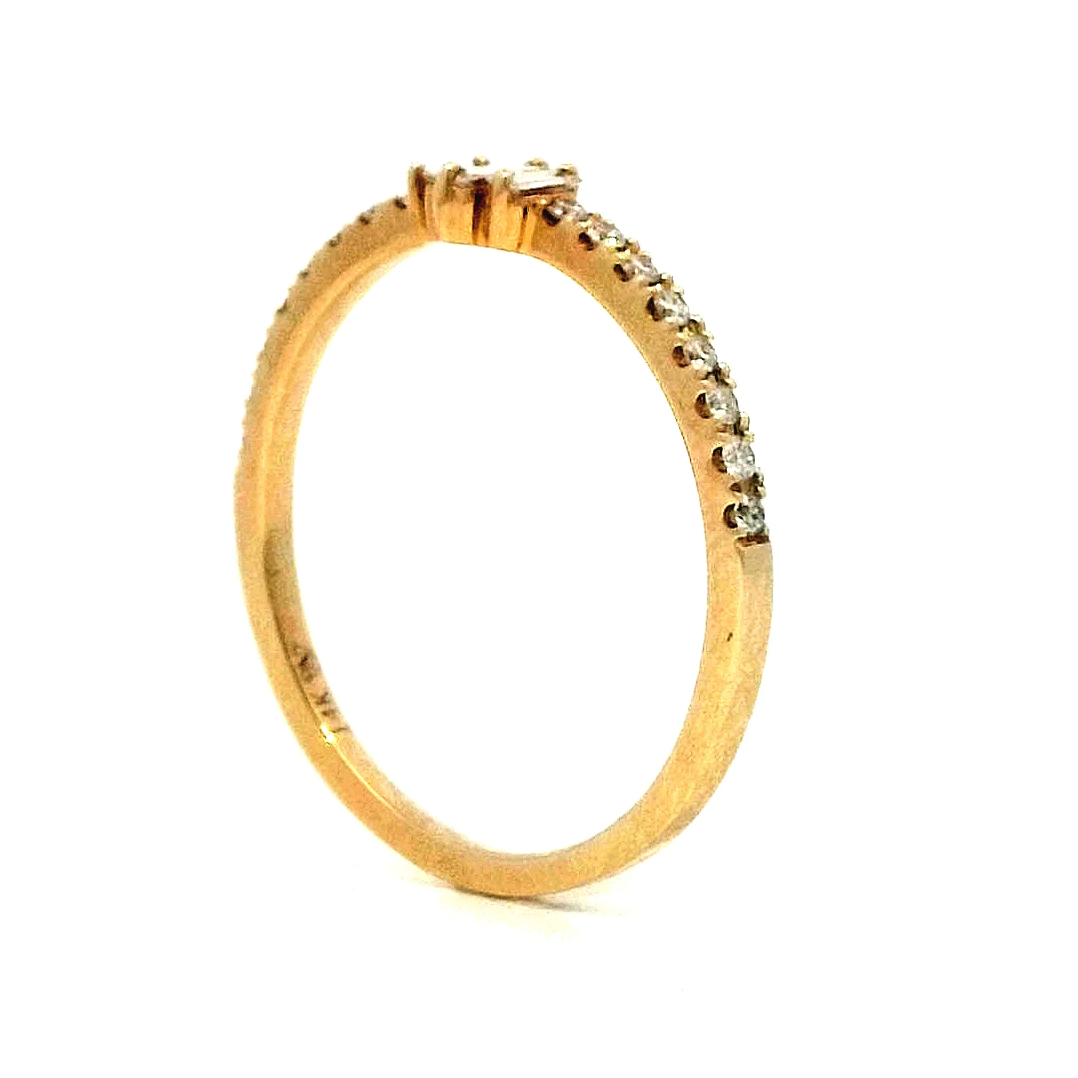.13 Baguette Three Stone Stacking Ring in 14k Yellow Gold - Image 5