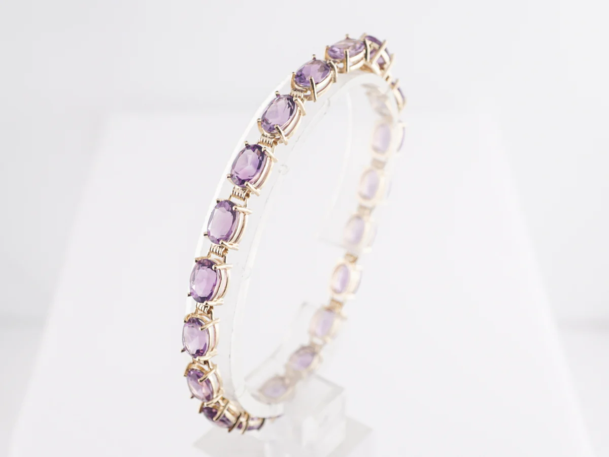 13 Carat Amethyst Bracelet in 14K Yellow Gold - Image 2