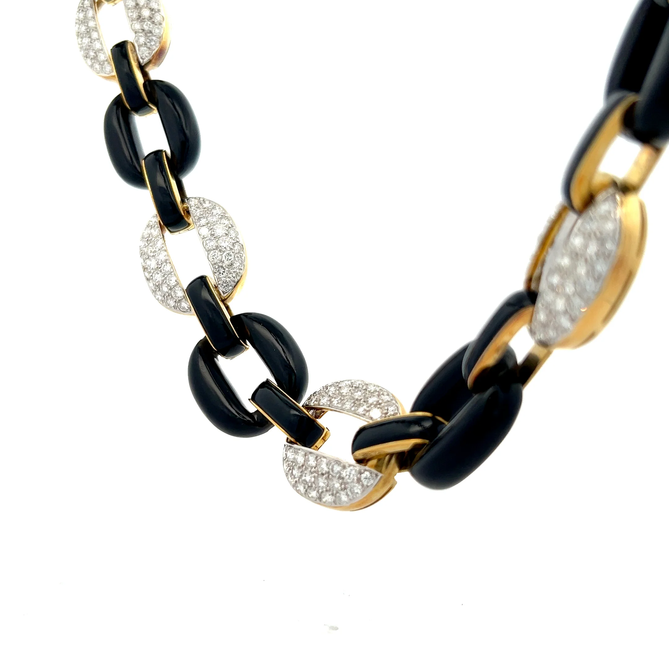 13 Carat Pave Diamond & Onyx Necklace 18k Yellow Gold - Image 2