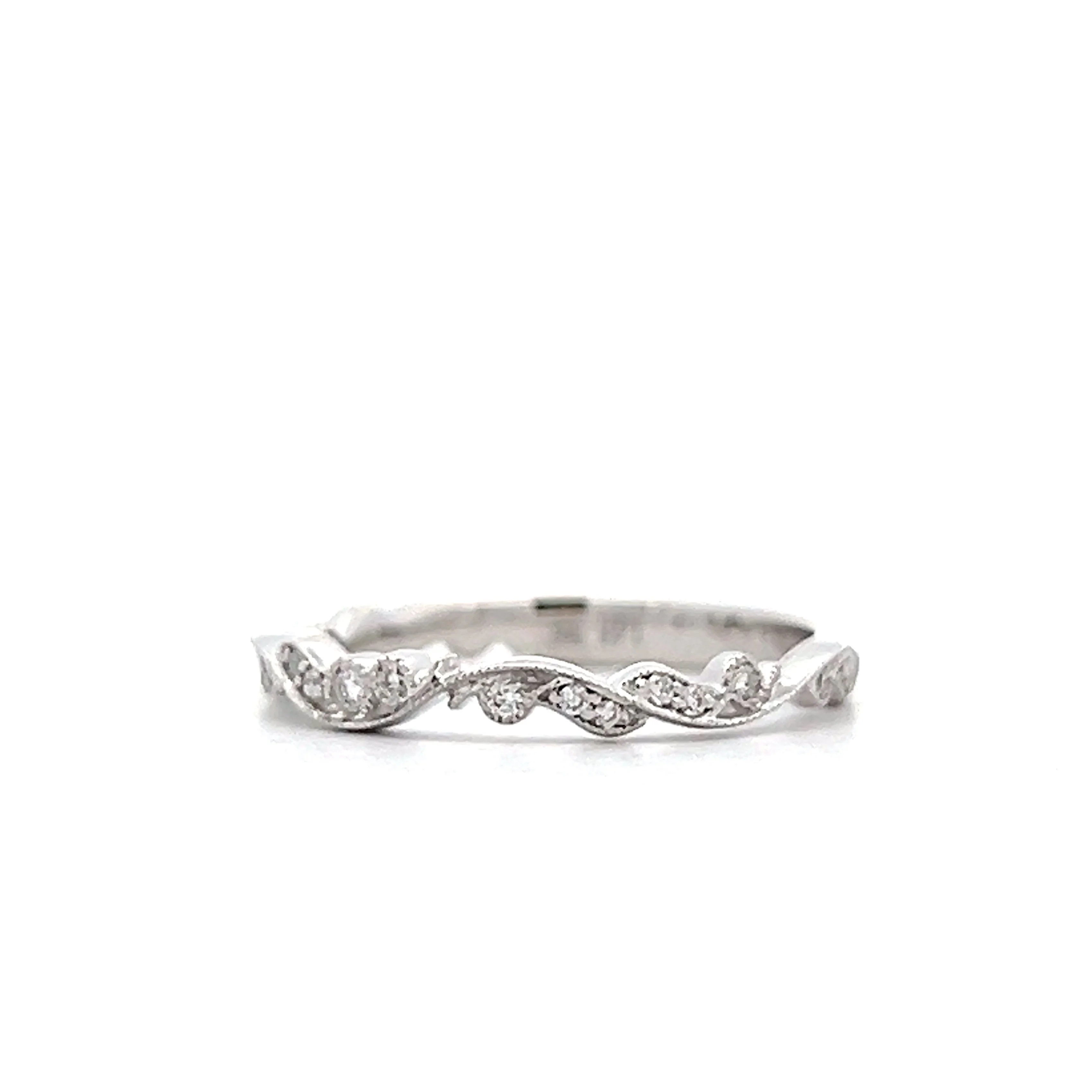 .22 Diamond Milgrain Twisted Wedding Band in 14k White Gold - Image 2