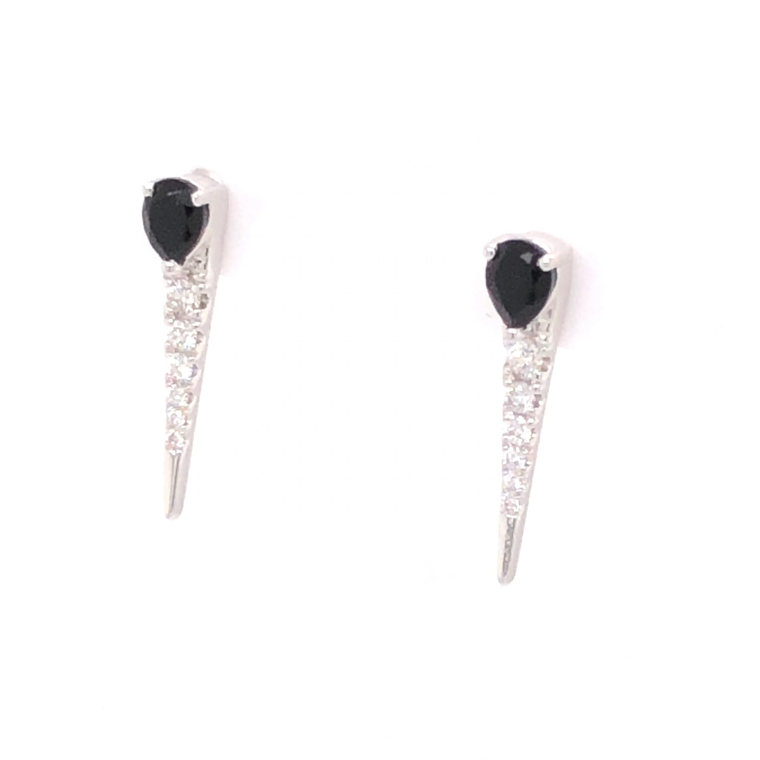 .13 Diamond & Onyx Earrings in 14k White Gold - Image 2