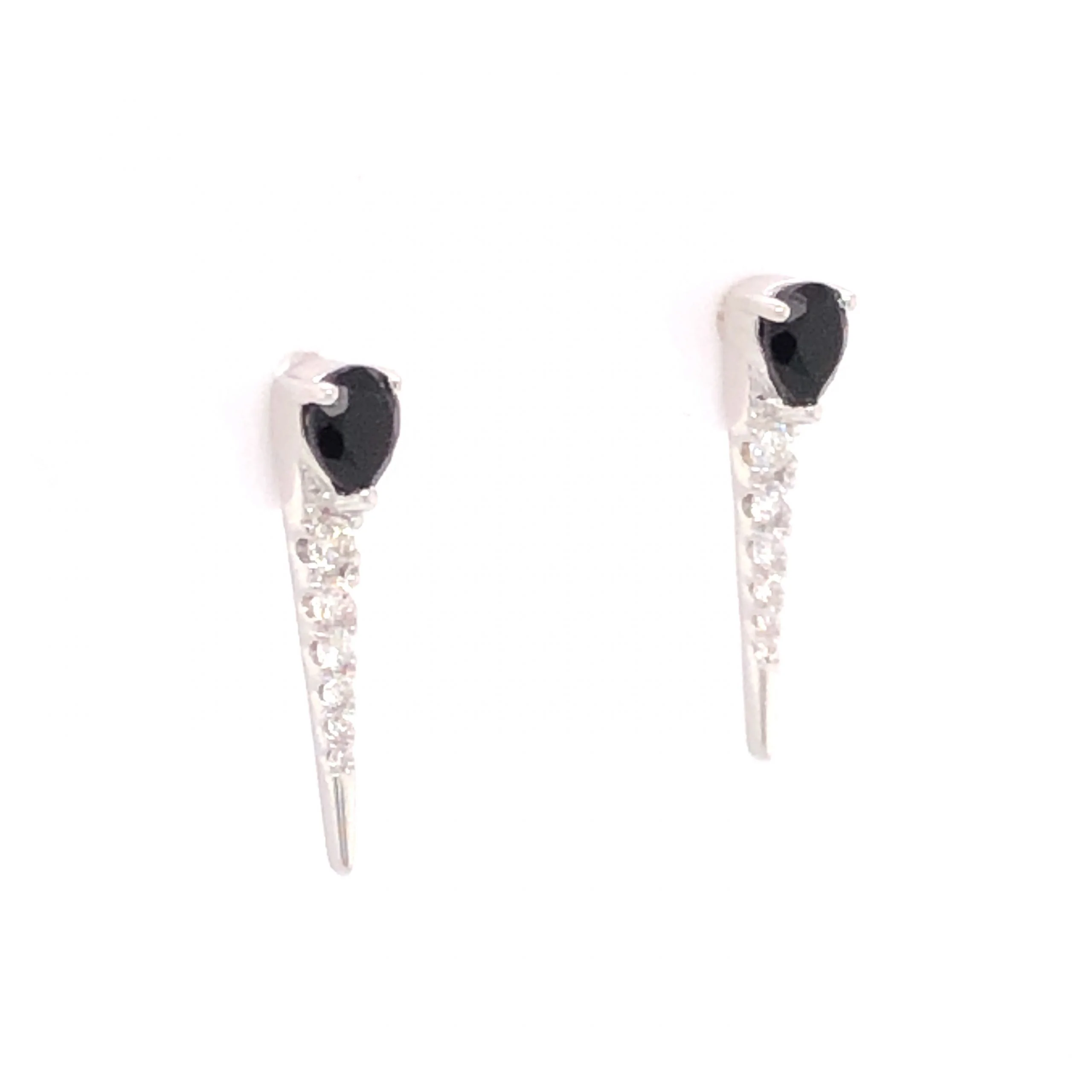 .13 Diamond & Onyx Earrings in 14k White Gold - Image 3