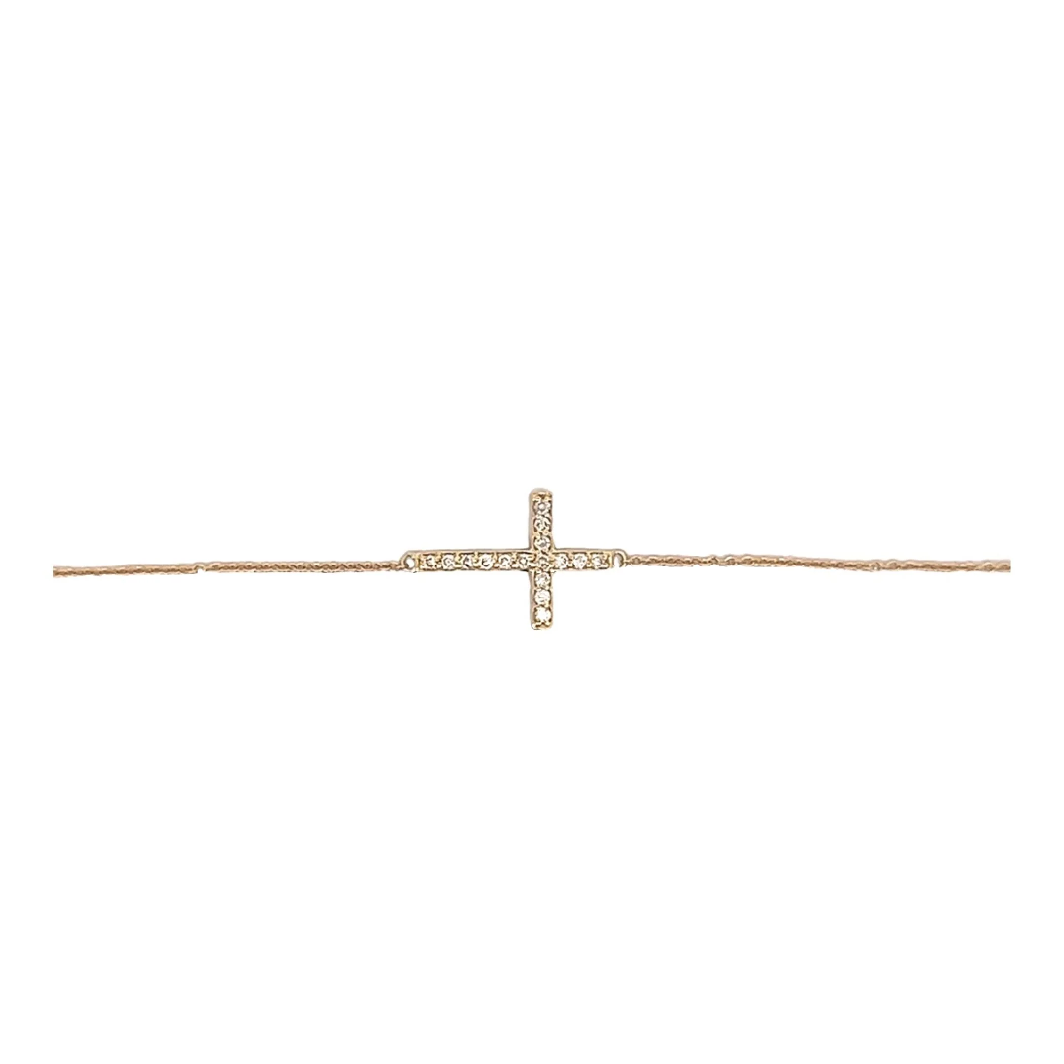 .13 Diamond Cross Bracelet in 14k Yellow Gold - Image 4