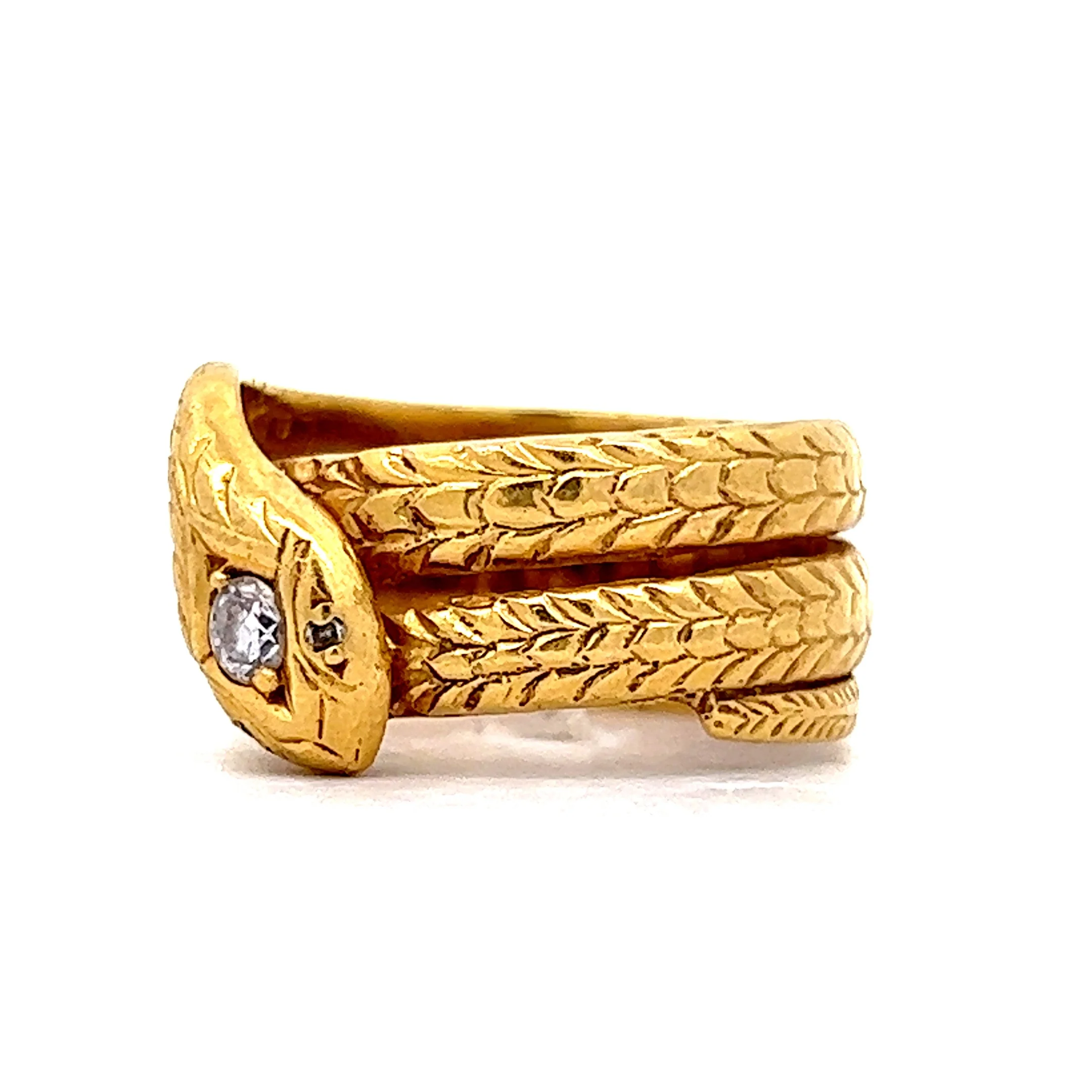 Vintage Diamond Snake Ring in 18k Yellow Gold - Image 2