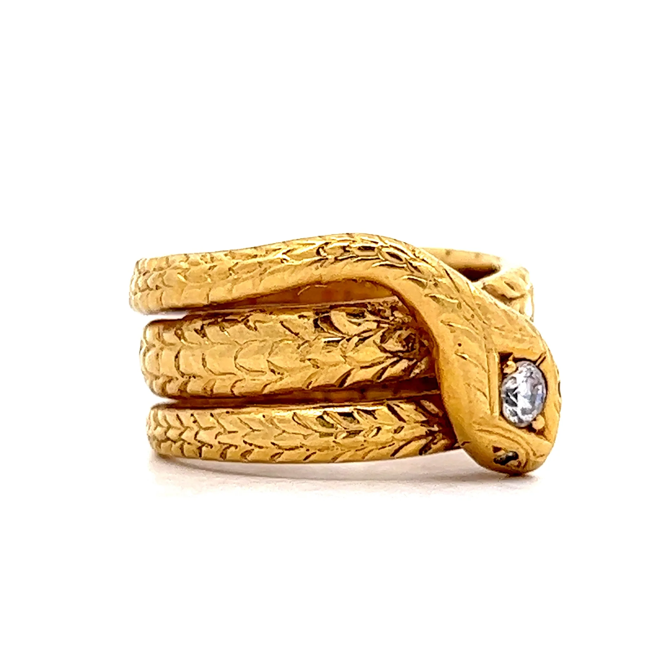 Vintage Diamond Snake Ring in 18k Yellow Gold - Image 3