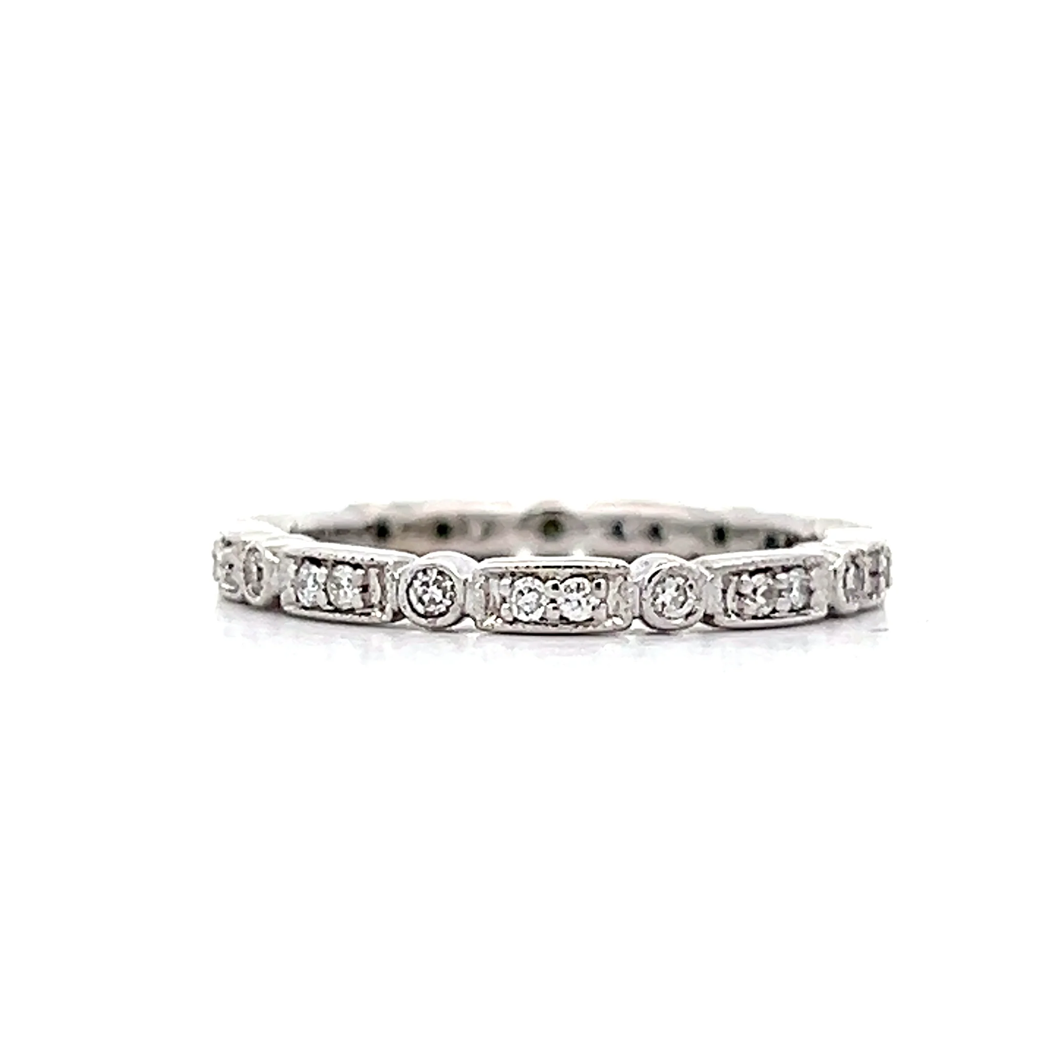 .13 Round Diamond Station Wedding Band in 18k - Image 2