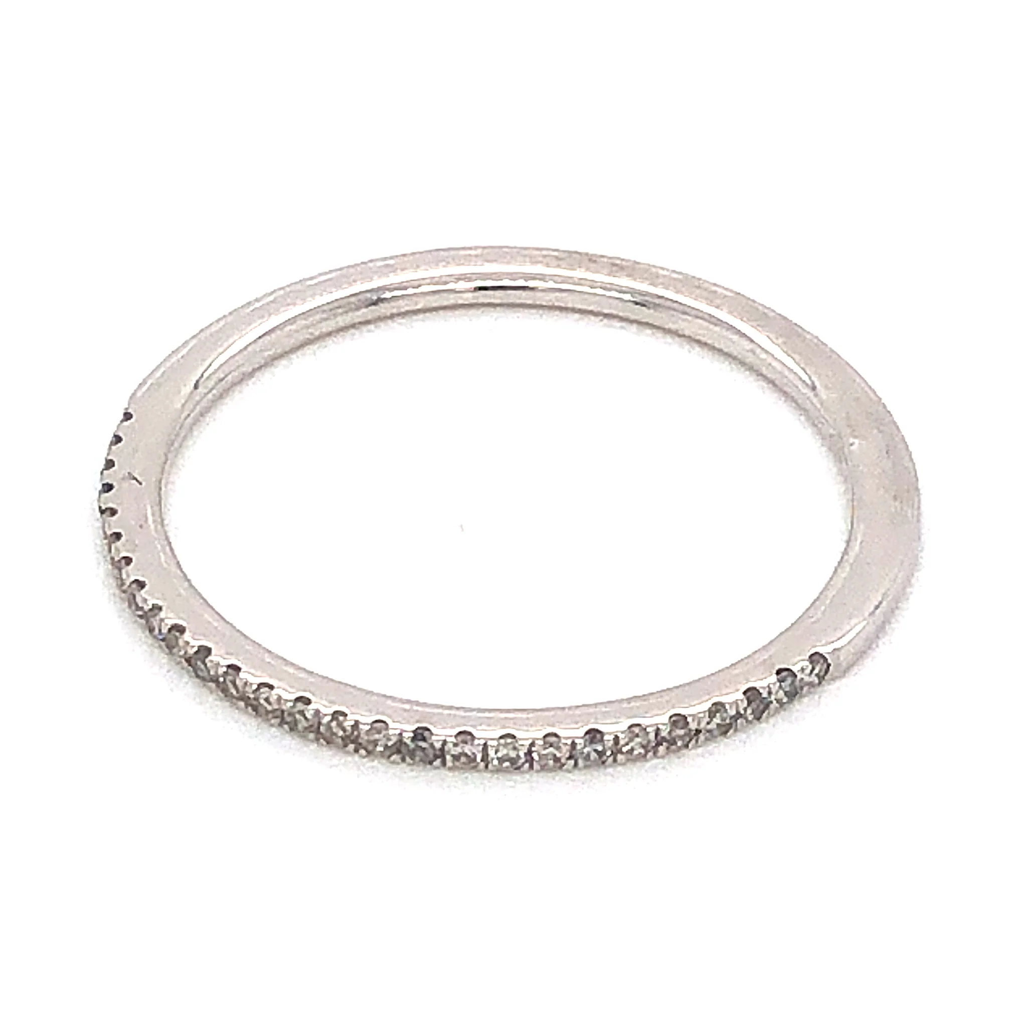 .13 Thin Diamond Stacking Wedding Band in 14k White Gold - Image 2