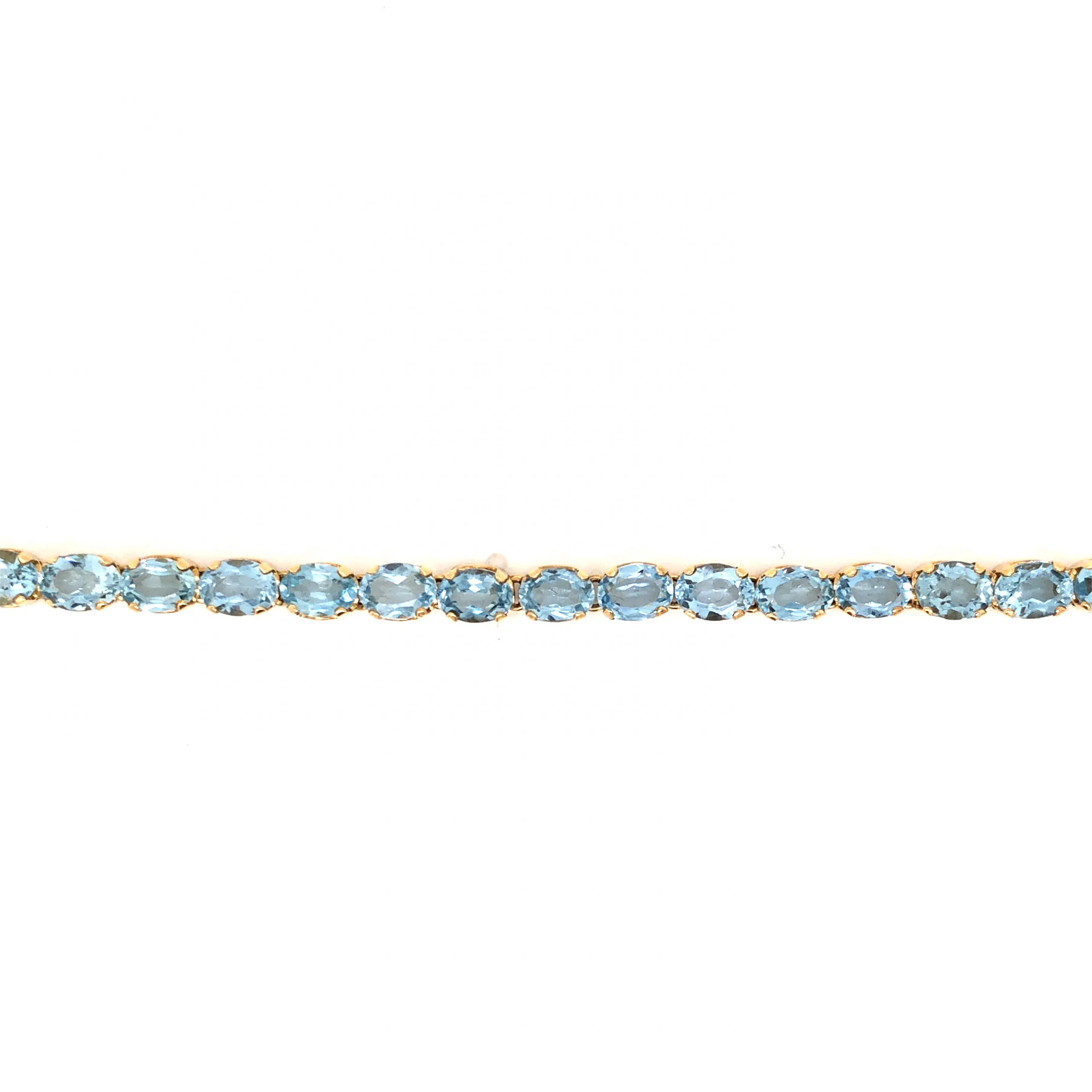 14.00 Oval Cut Aquamarine Bracelet in 18k Yellow Gold - Image 3