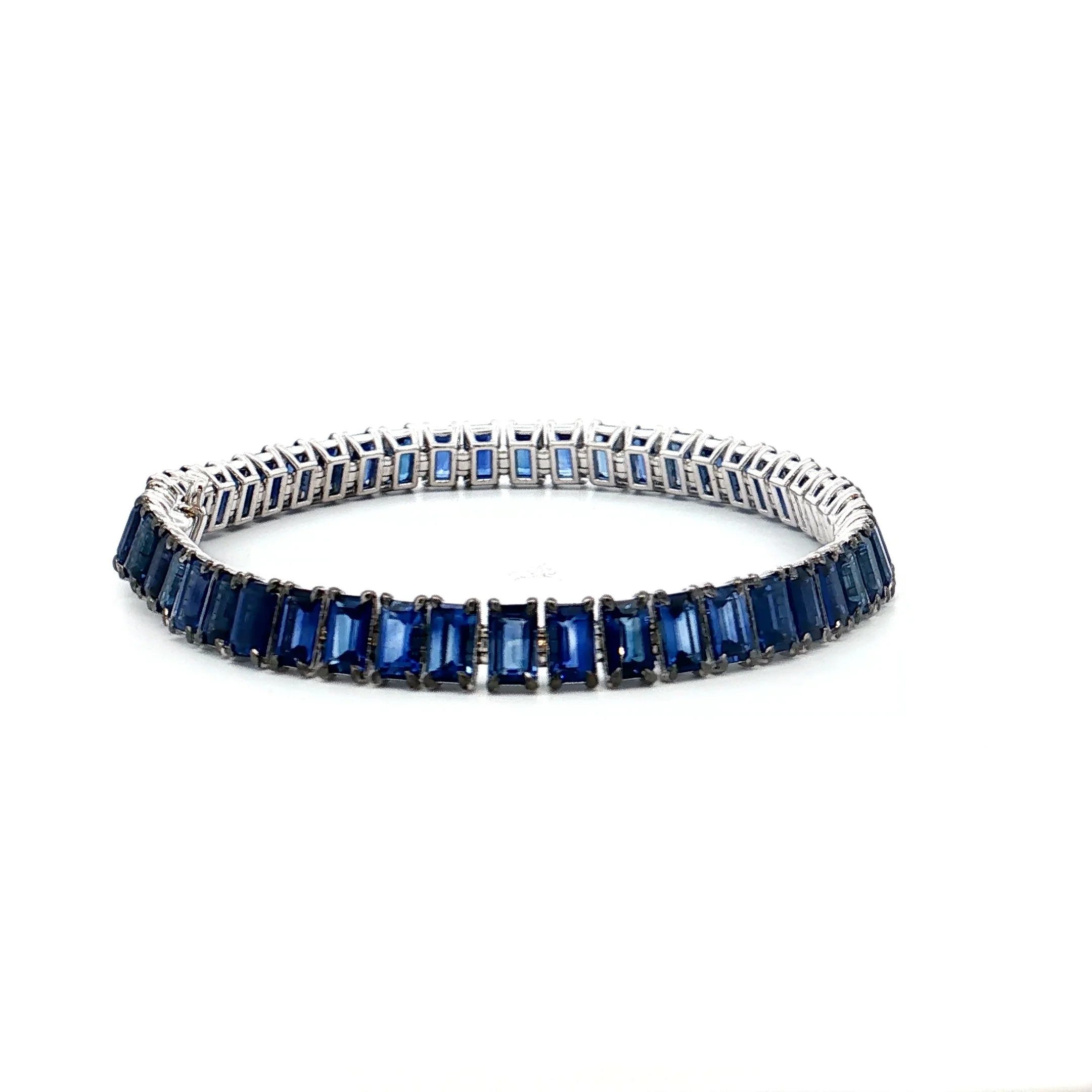 14.31 Emerald Cut Sapphire Tennis Bracelet in 18k - Image 4
