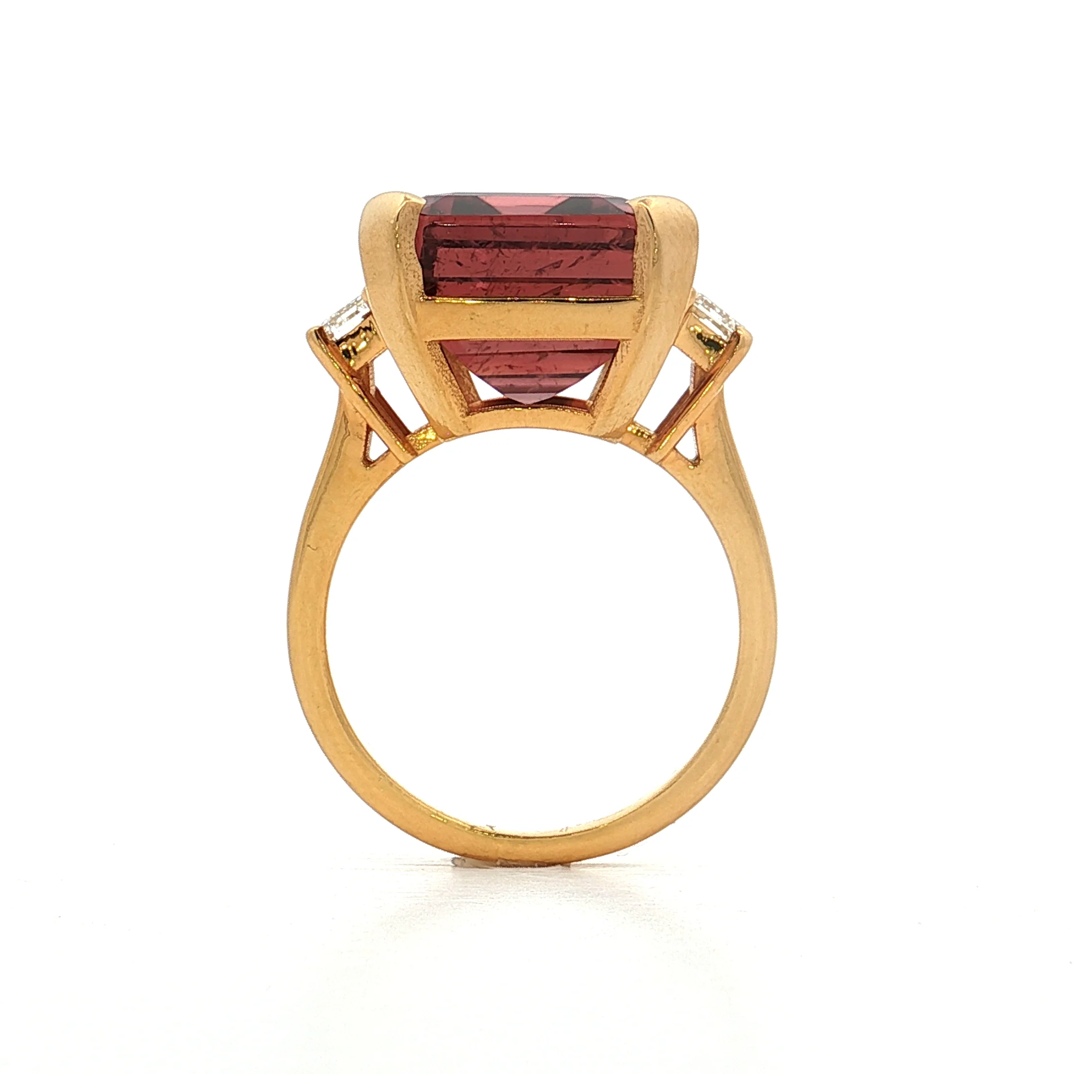 14.40 Emerald Cut Pink Tourmaline Cocktail Ring 18k - Image 4