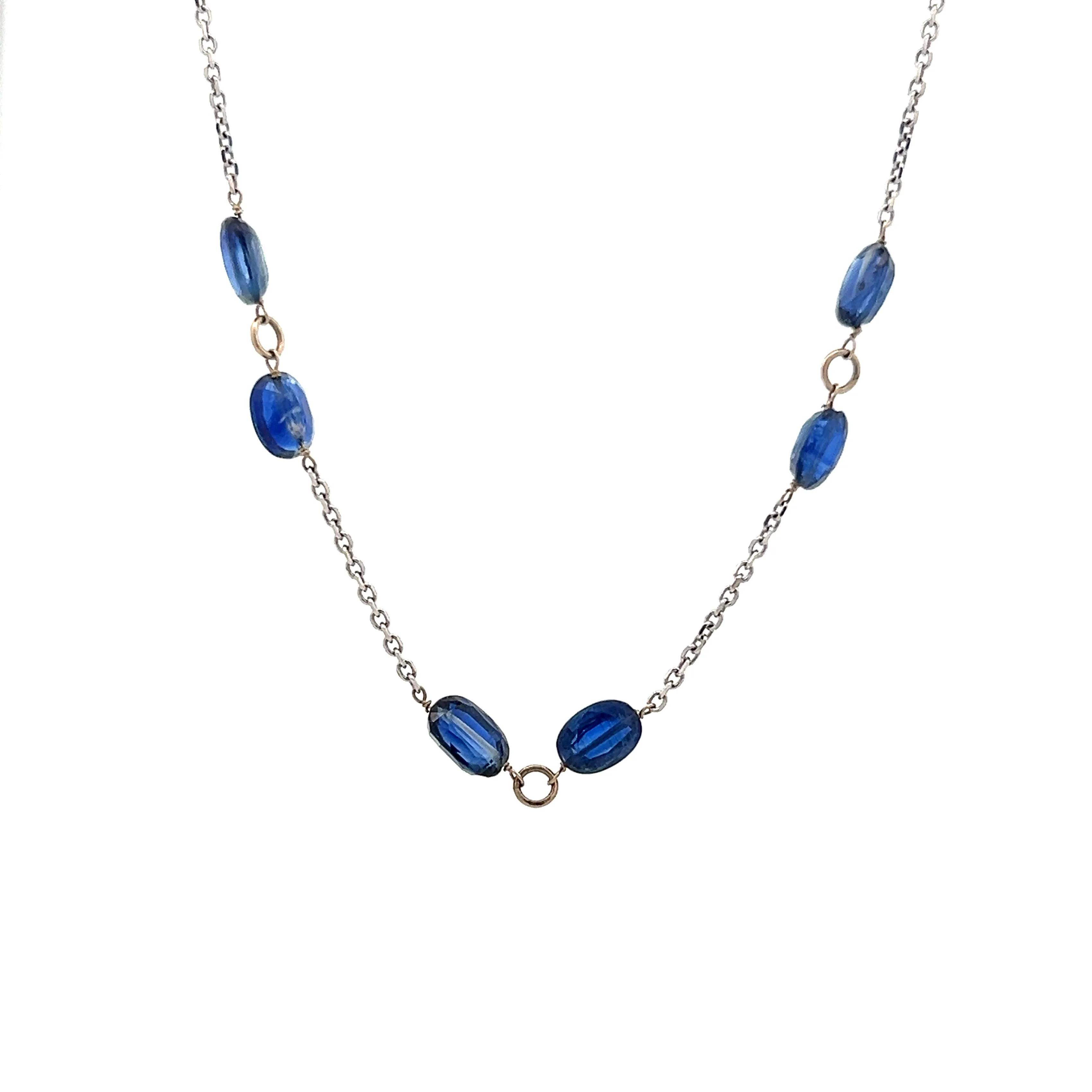 10.26 Oval Blue Sapphire Necklace in 18k White Gold