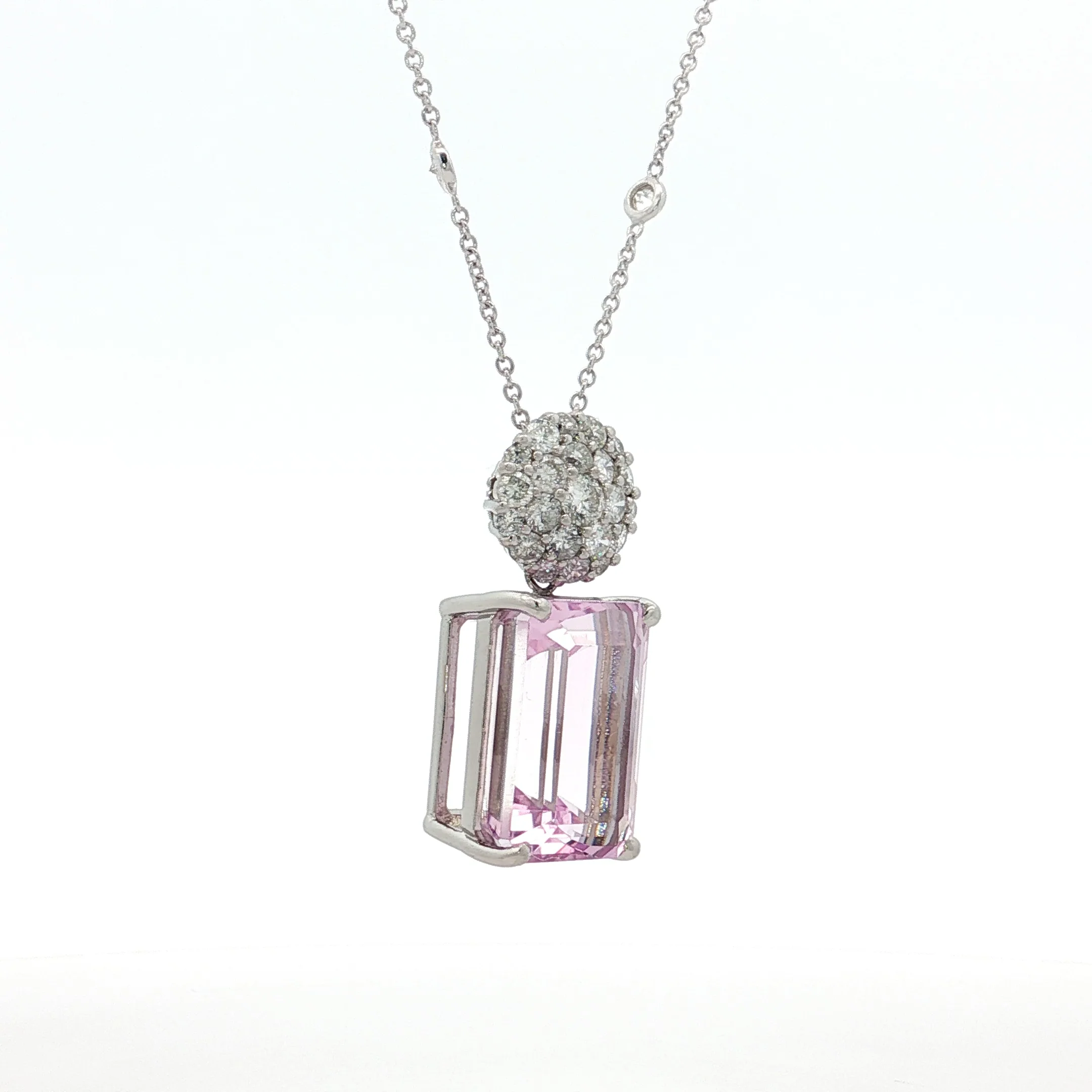 14.67 Kunzite & Diamond Pendant Necklace in Platinum - Image 3