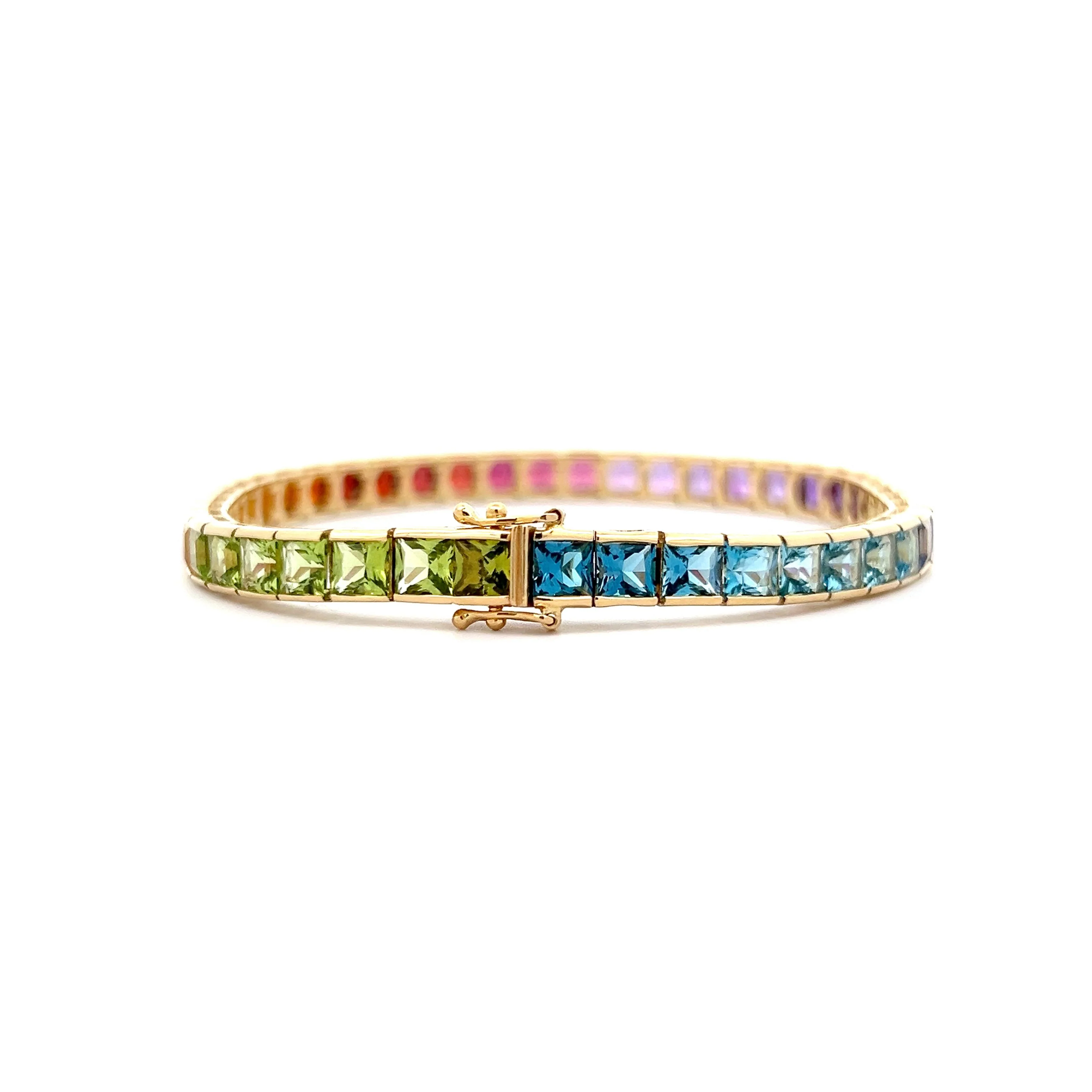 14.70 Rainbow Multi-Gemstone Bracelet in 18k Yellow Gold - Image 4