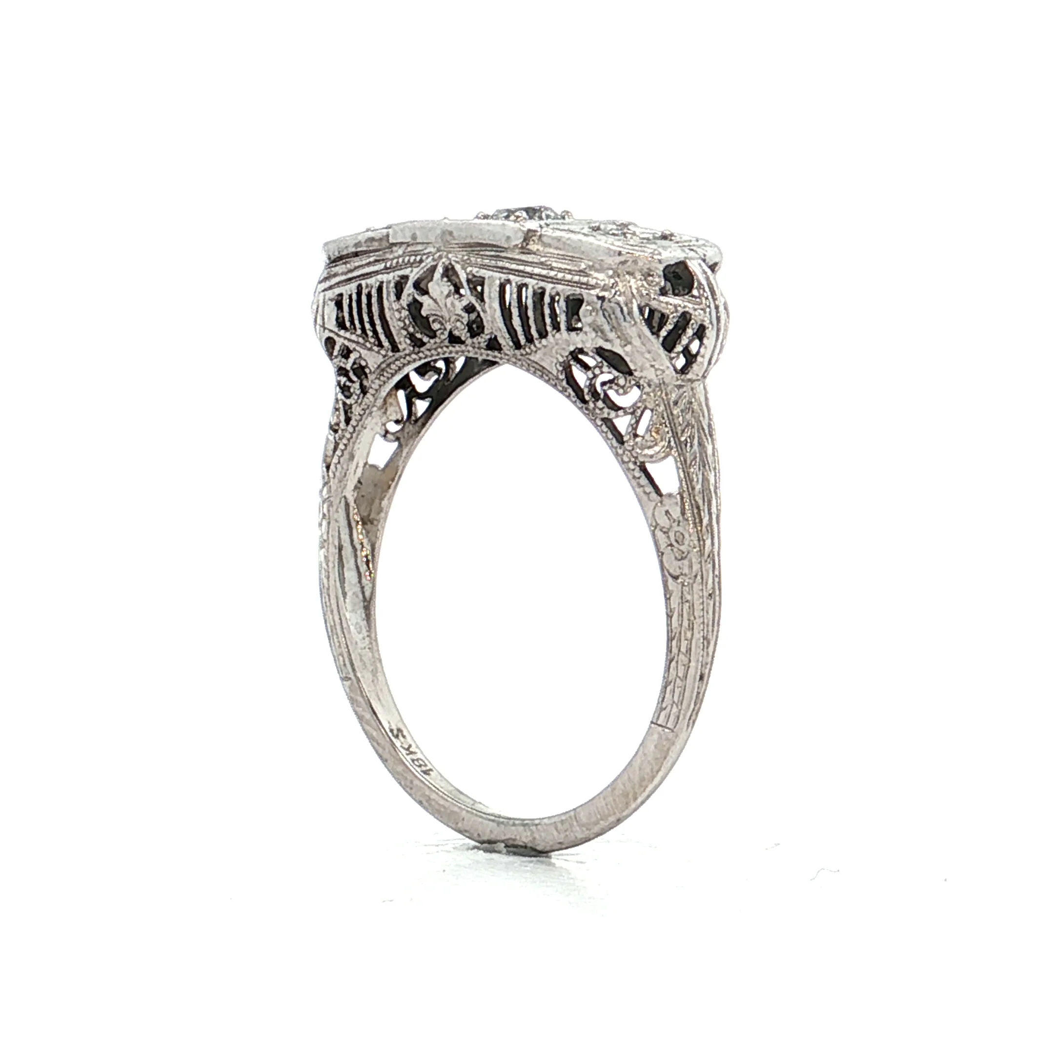 .14 Antique Deco Diamond Filigree Engagement Ring 18k - Image 5