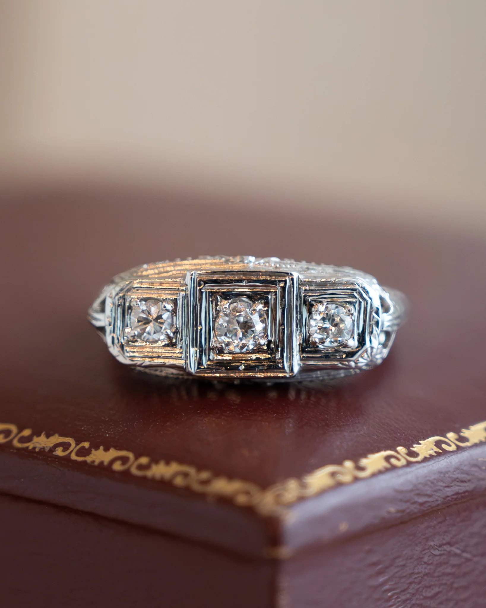 .14 Antique Deco Diamond Filigree Engagement Ring 18k - Image 6