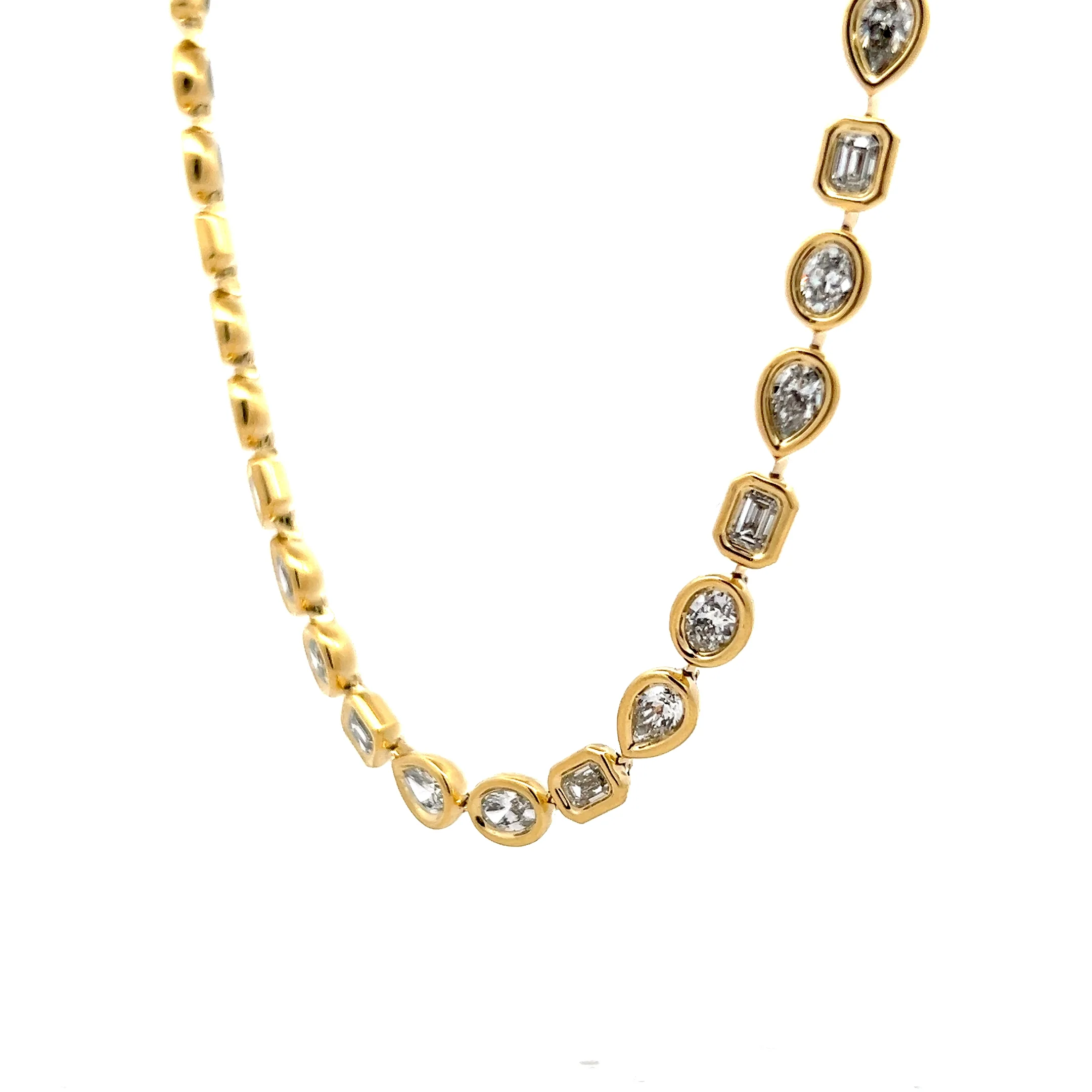 14 Carat Diamond Tennis Necklace 18k Yellow Gold - Image 2