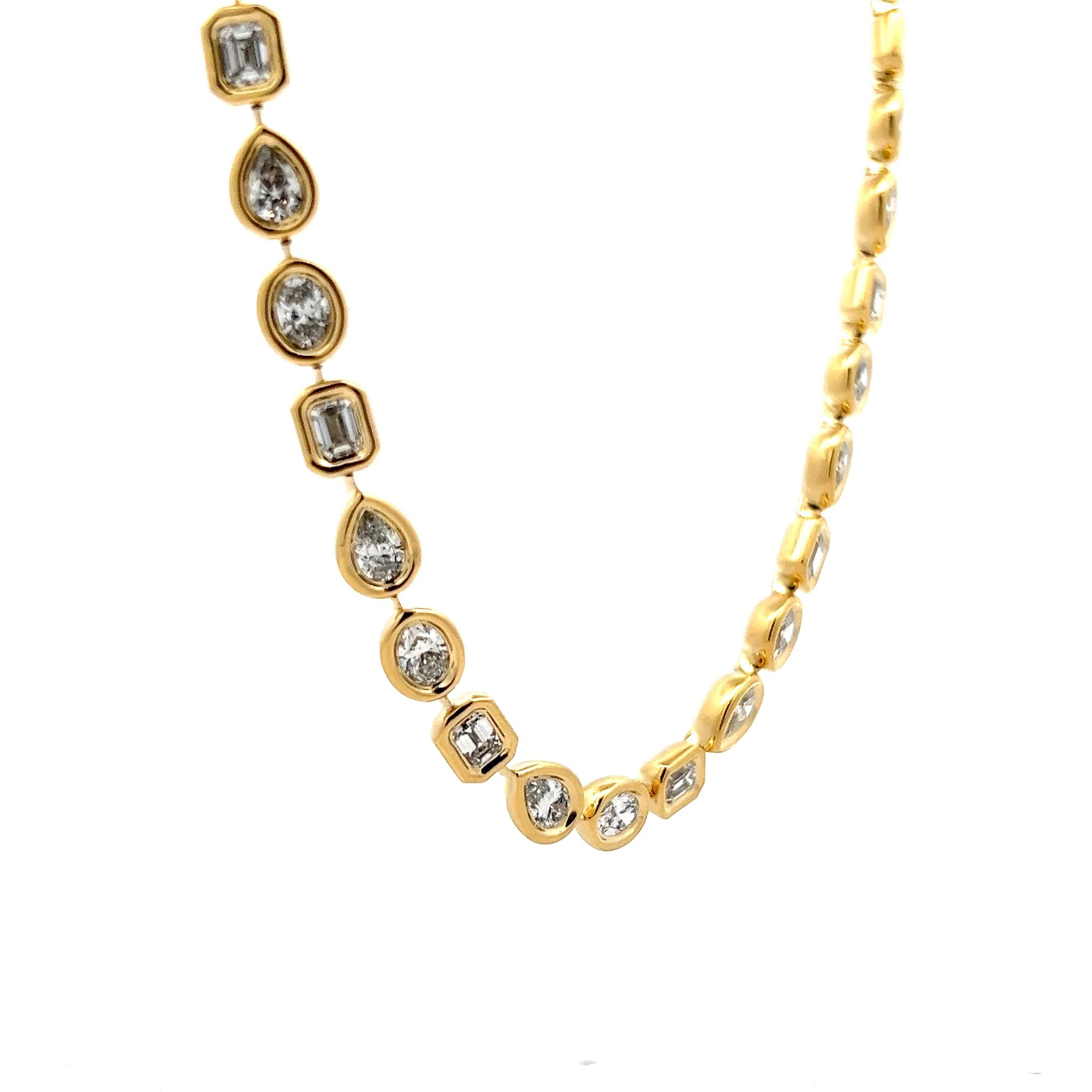 14 Carat Diamond Tennis Necklace 18k Yellow Gold - Image 3