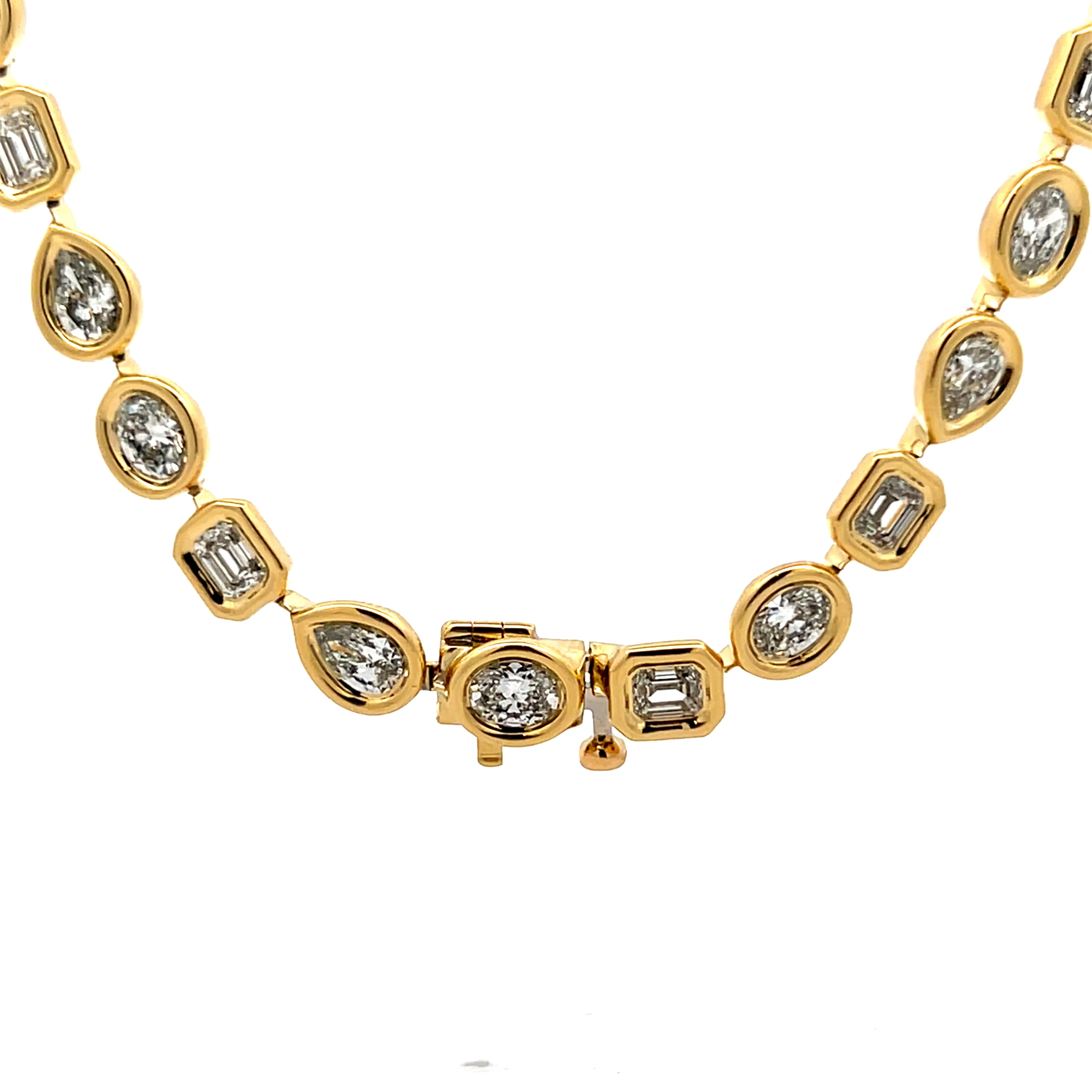 14 Carat Diamond Tennis Necklace 18k Yellow Gold - Image 4