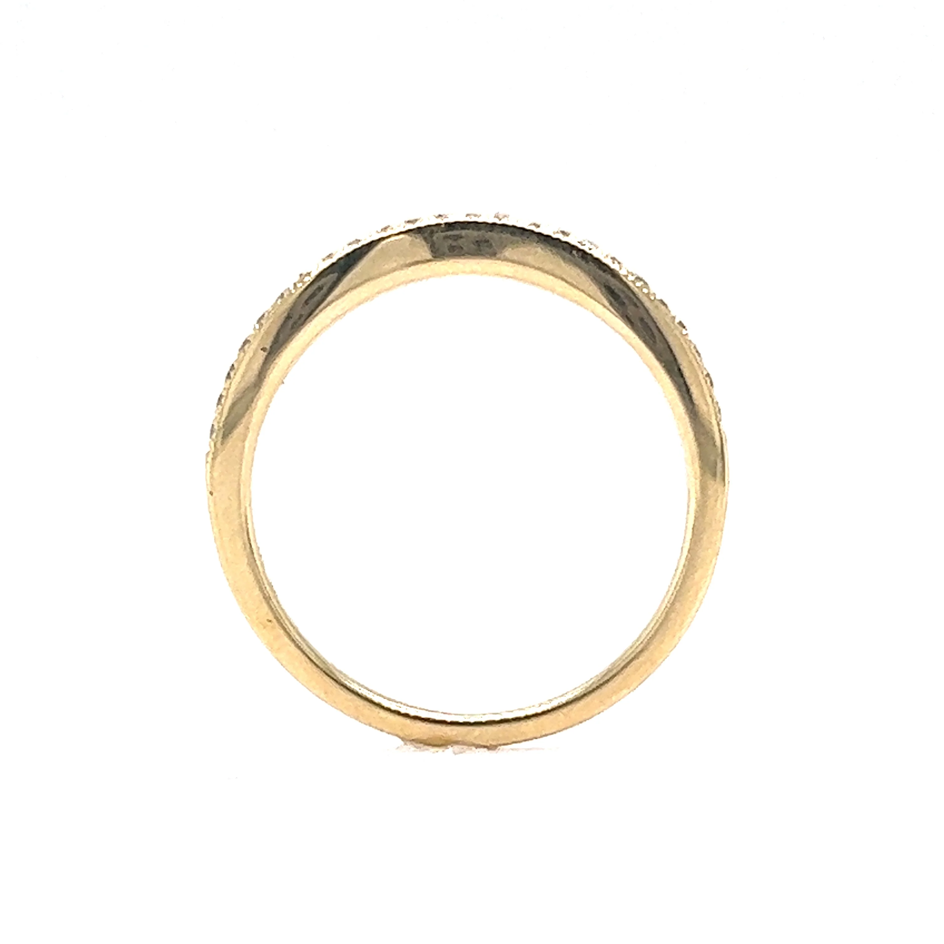 .14 Curved Diamond Milgrain Wedding Band in 14k Yellow Gold - Image 4