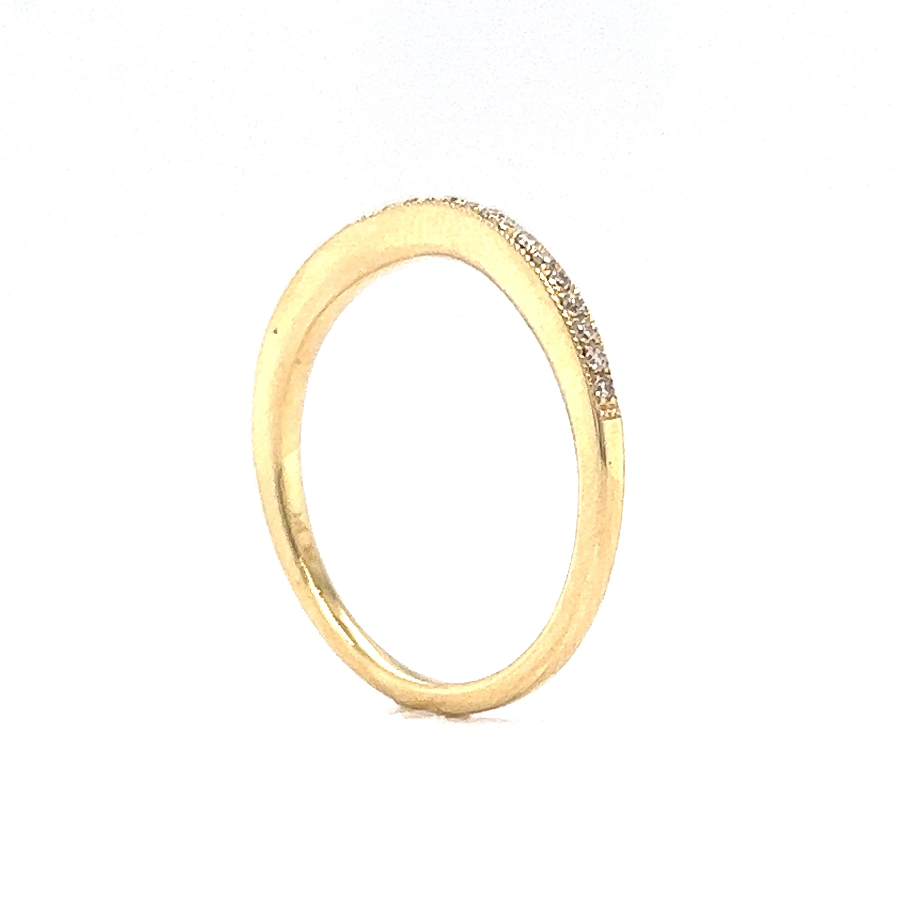 .14 Curved Diamond Milgrain Wedding Band in 14k Yellow Gold - Image 5