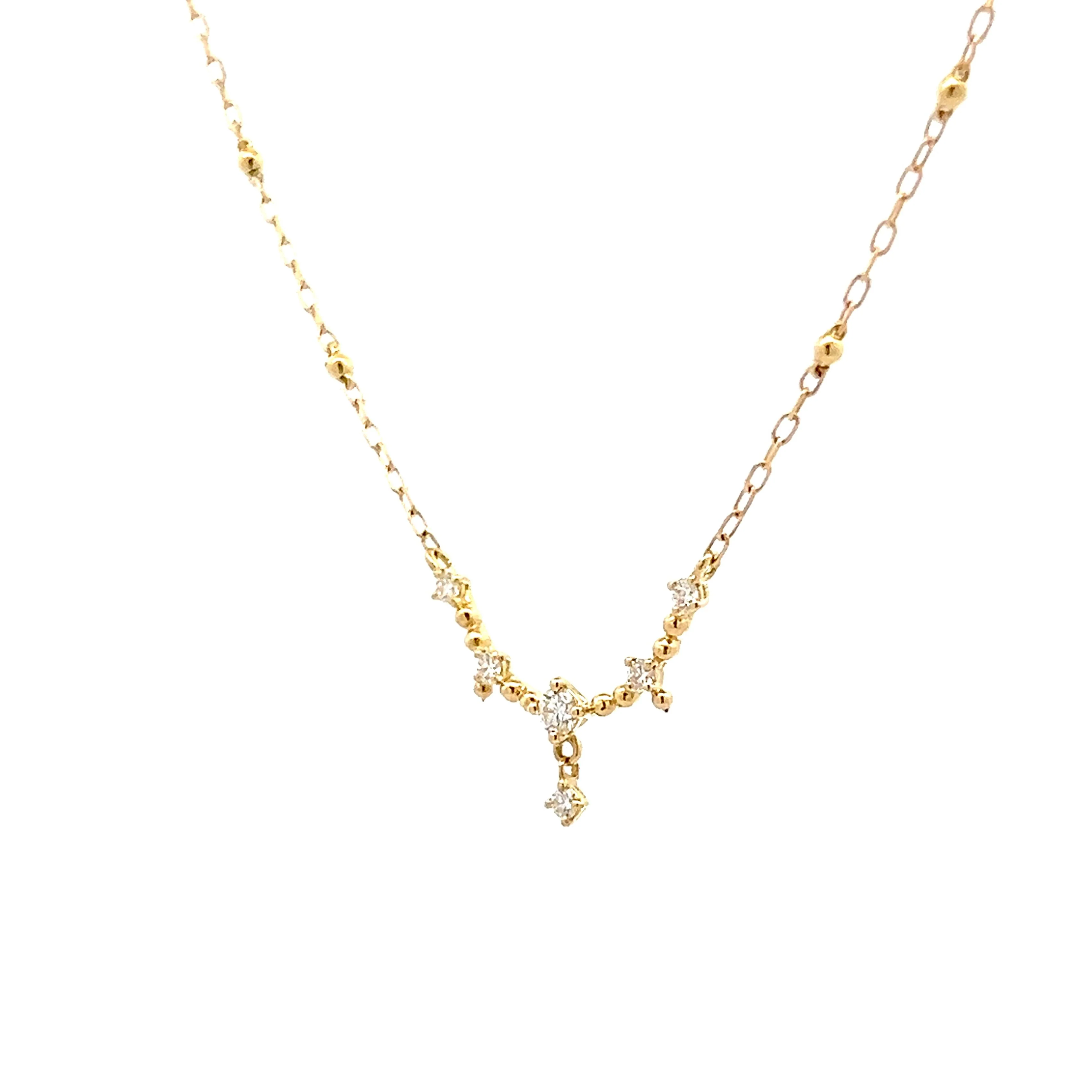 .14 Diamond Beaded Bar Pendant in 18k Yellow Gold - Image 2