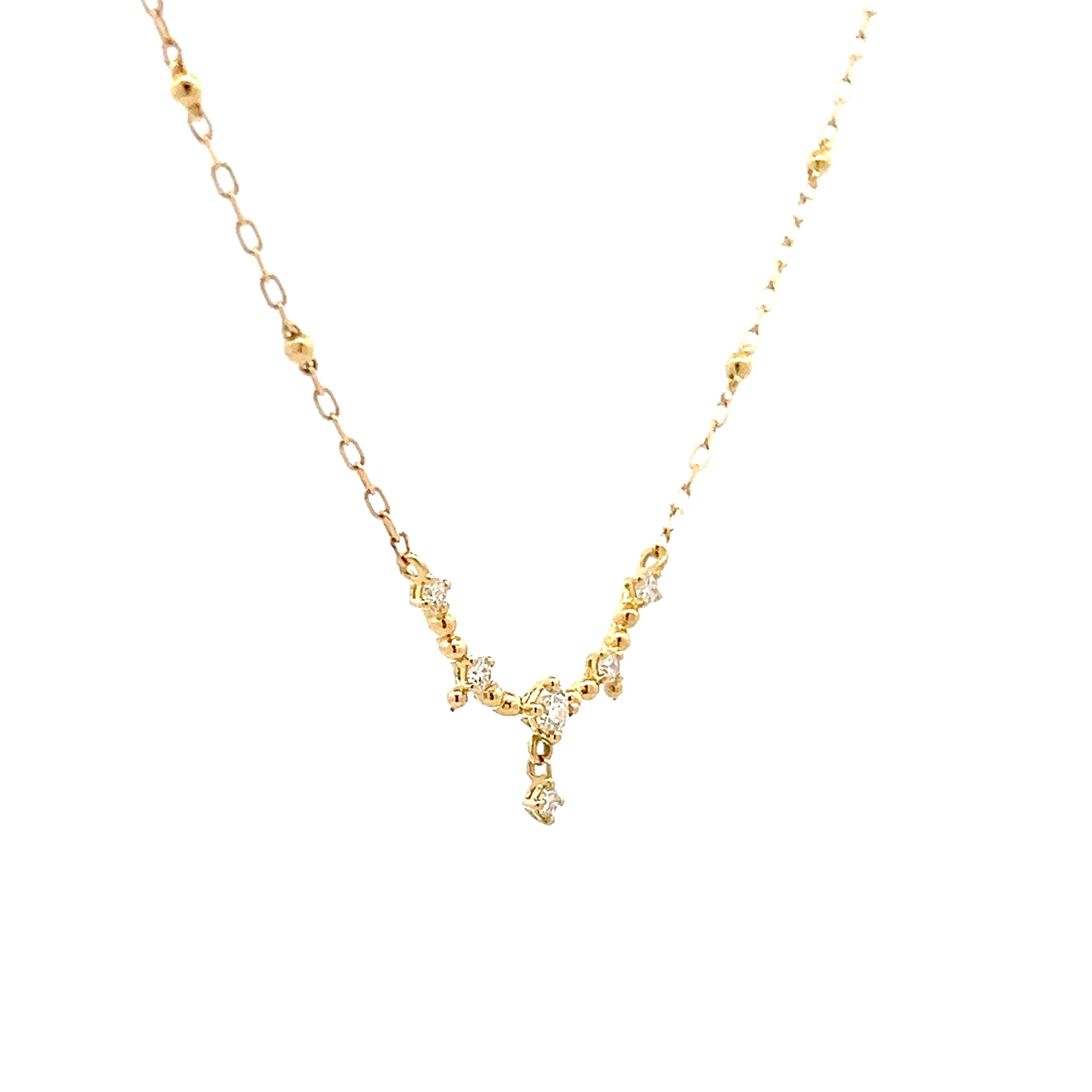 .14 Diamond Beaded Bar Pendant in 18k Yellow Gold - Image 3
