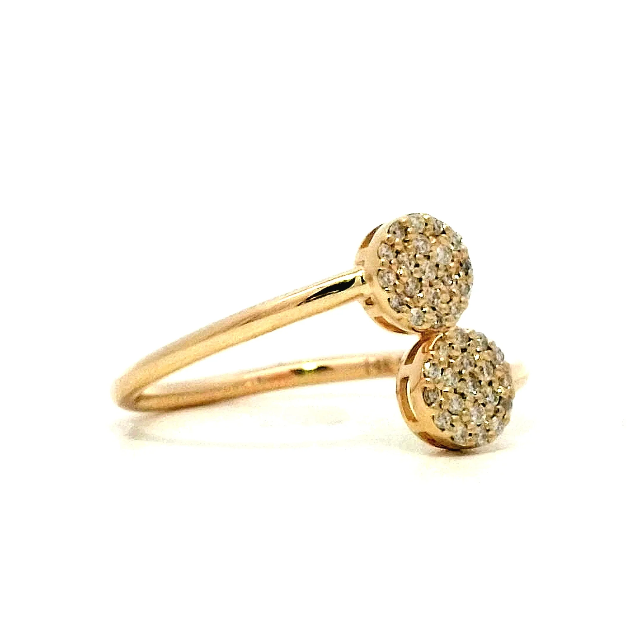 .14 Pave Diamond Toi Et Moi Ring in 14k Yellow Gold - Image 3