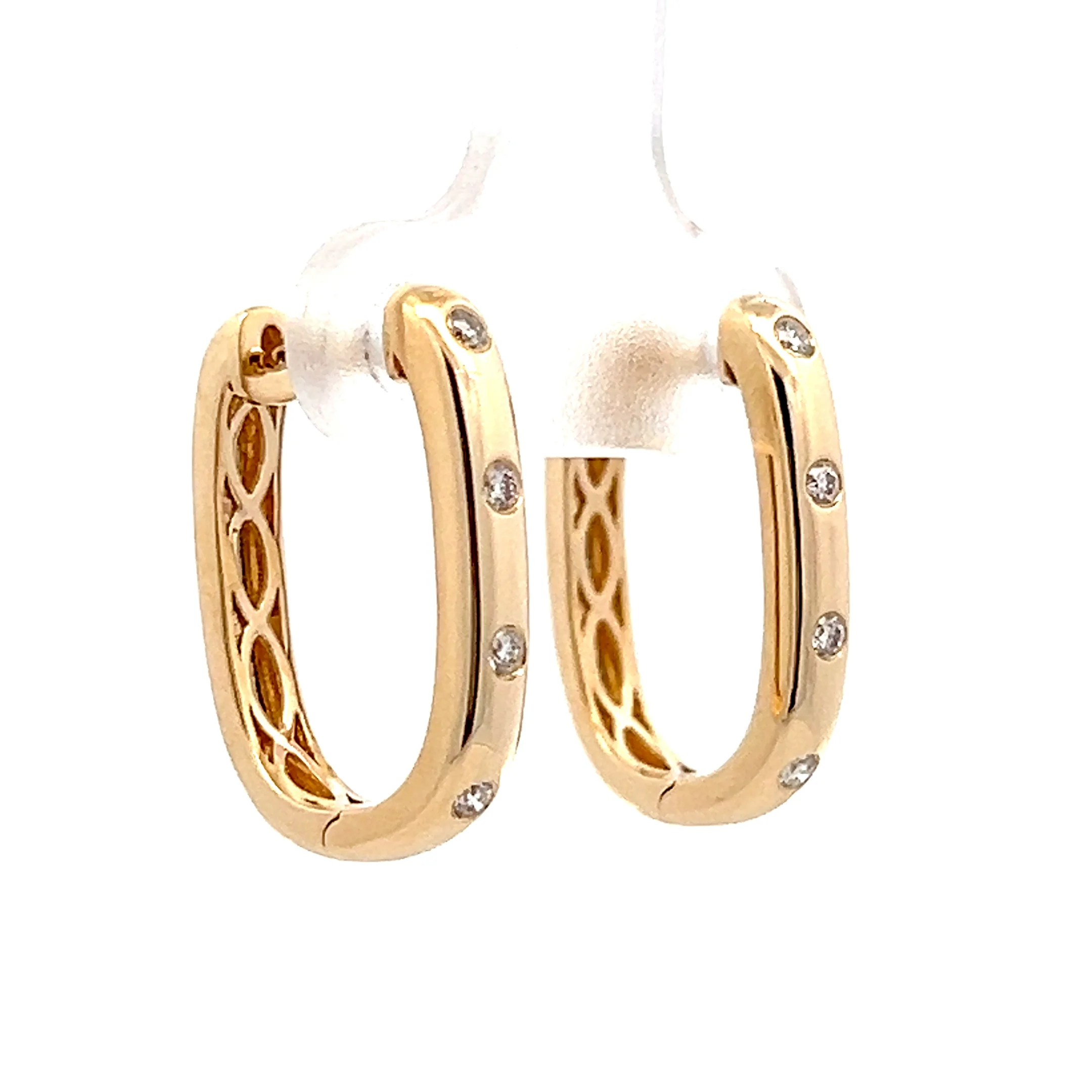 .14 Flush Set Diamond Hoop Earrings in 14k - Image 3