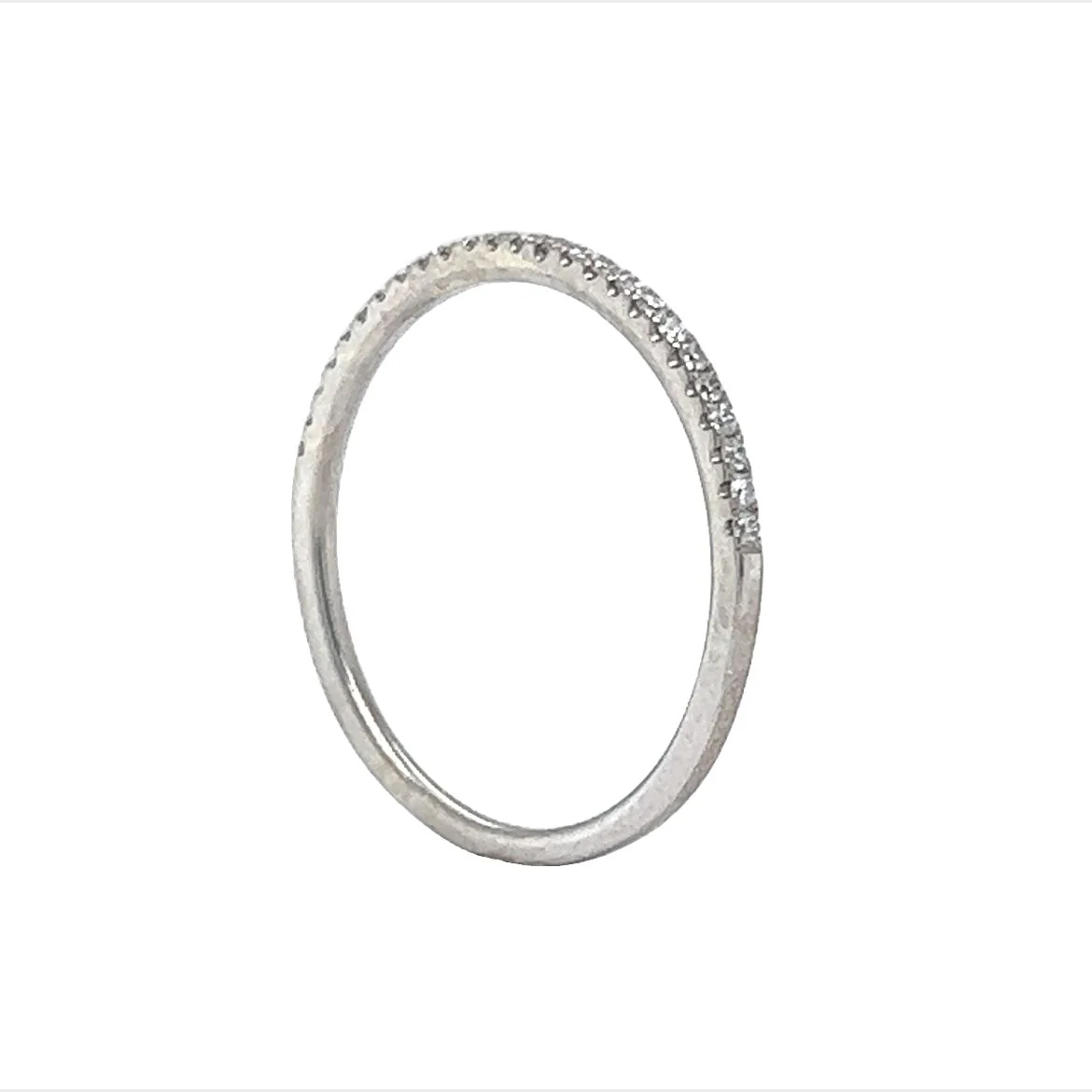 .14 Thin Diamond Wedding Band in 18k White Gold - Image 5