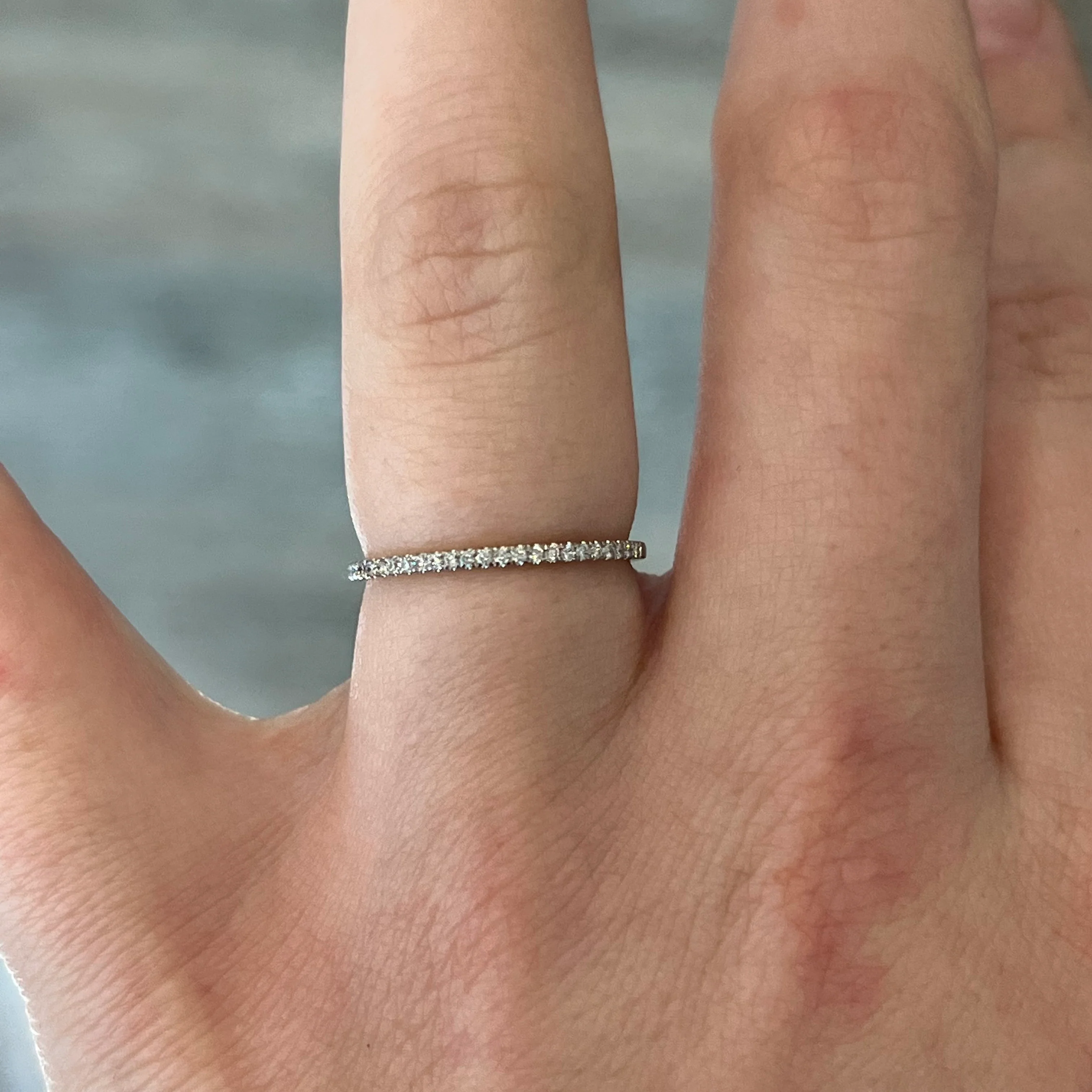 .14 Thin Diamond Wedding Band in 18k White Gold - Image 6