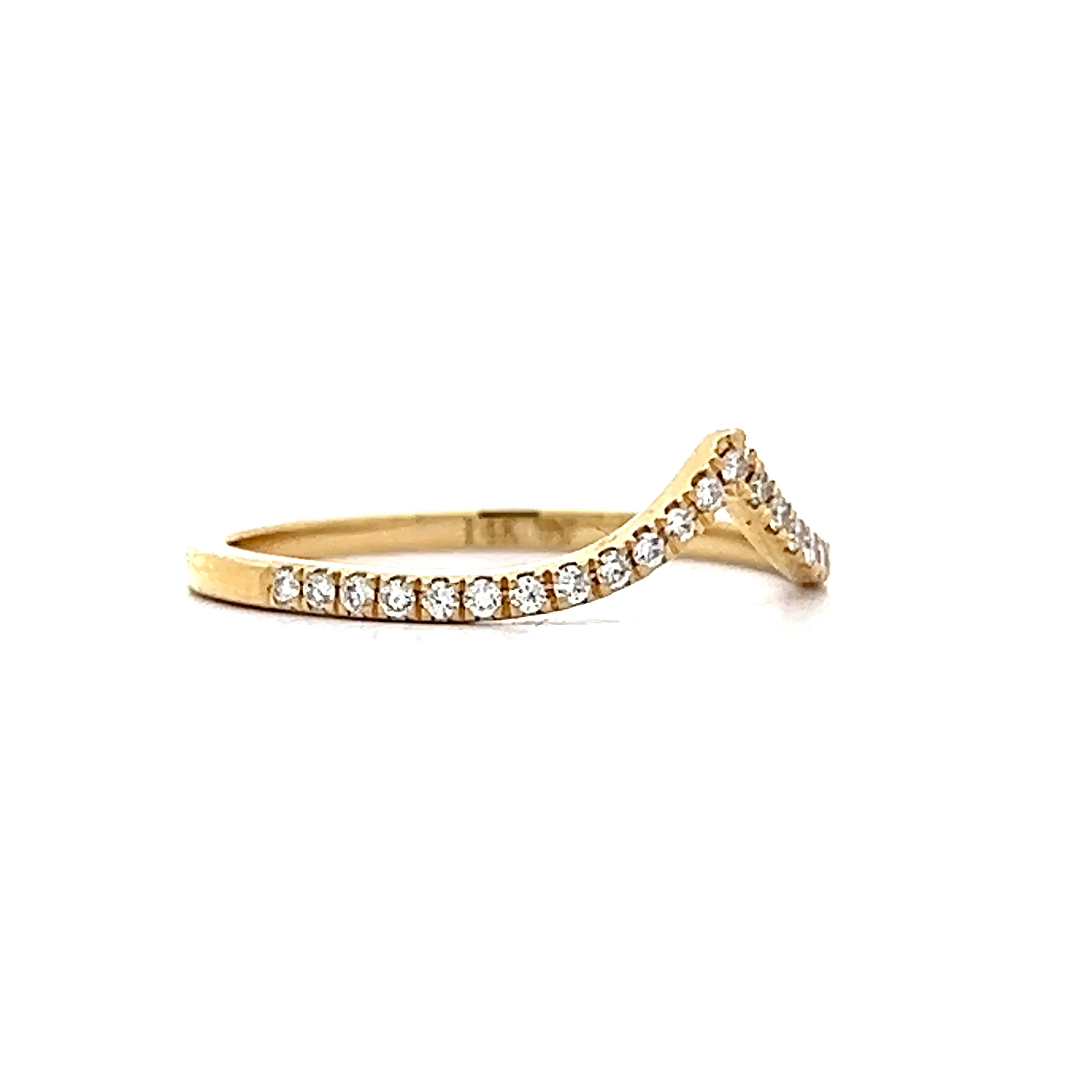 .14 V Shaped Diamond Contour Band in 14k Yellow Gold - Image 3