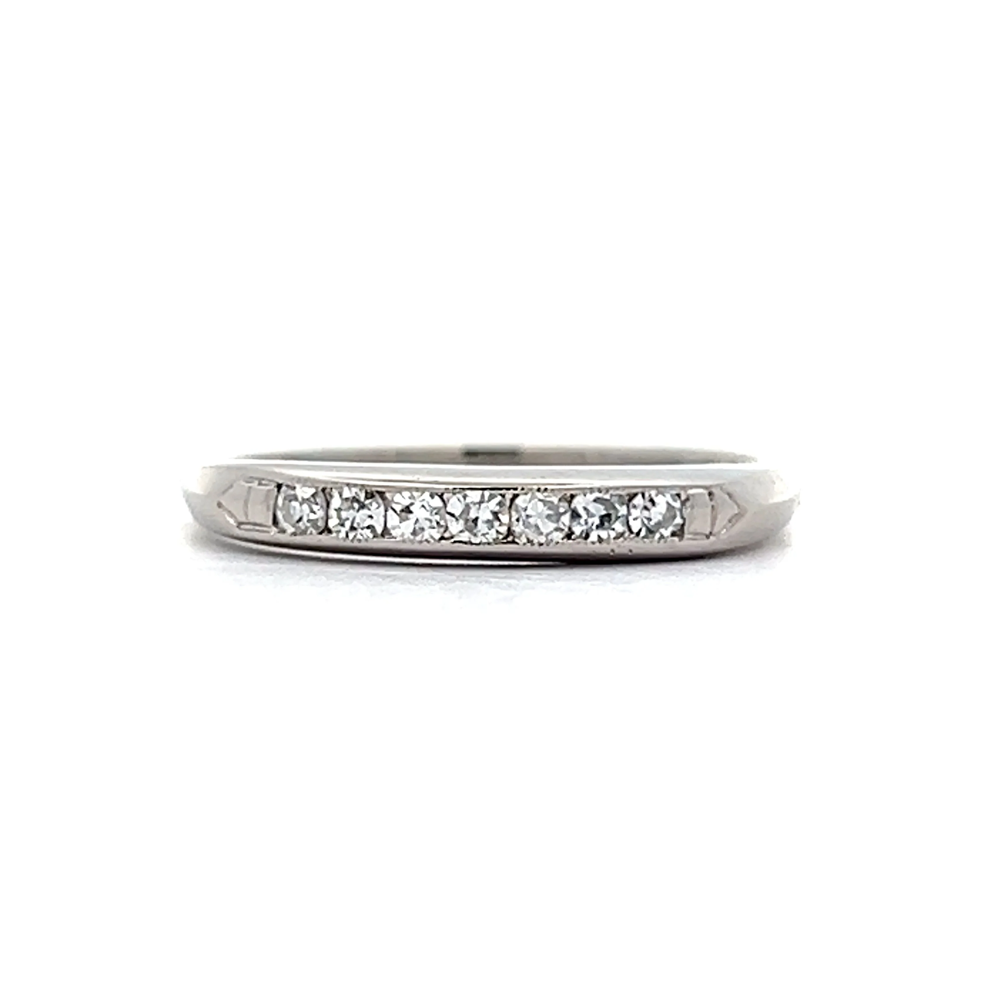 .14 Vintage Single Cut Diamond Wedding Band in Platinum
