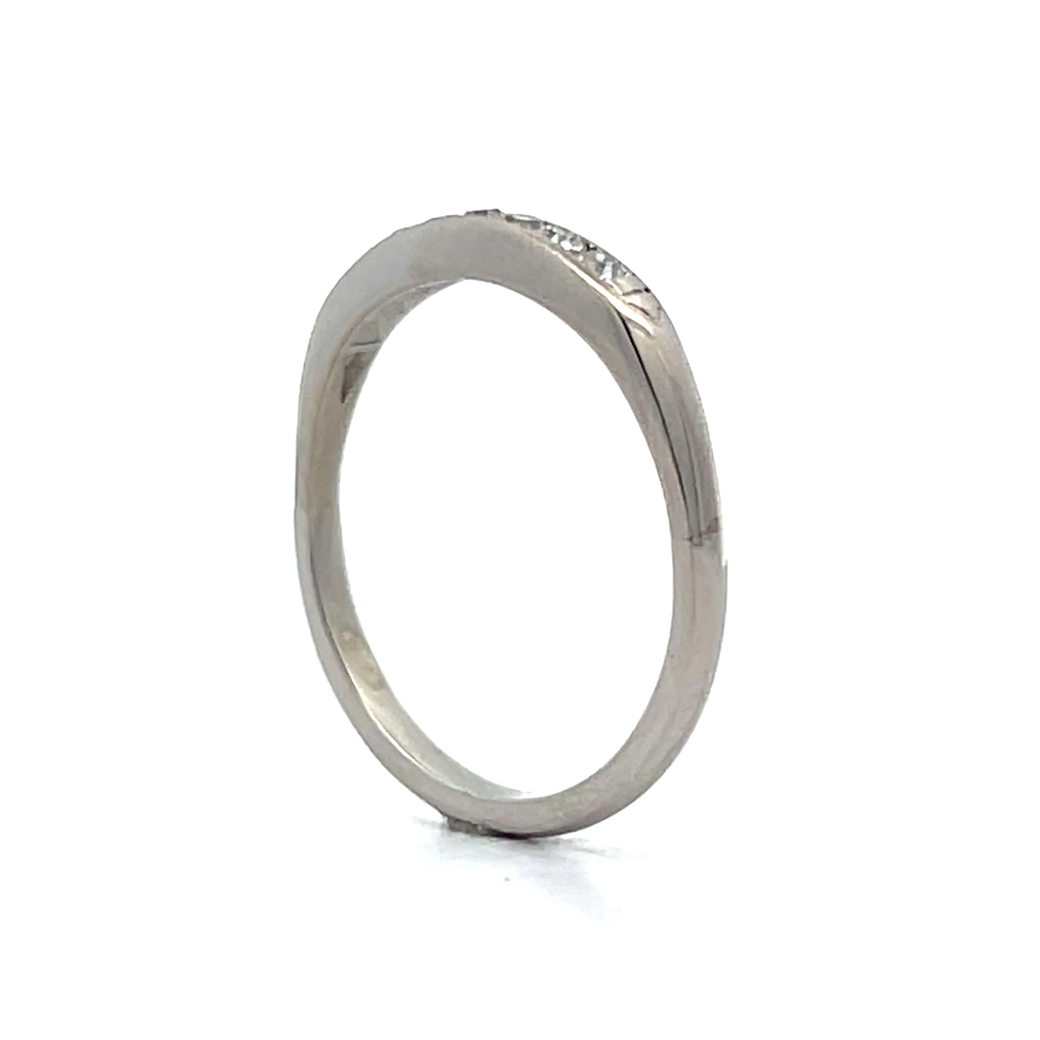 .14 Vintage Single Cut Diamond Wedding Band in Platinum - Image 5