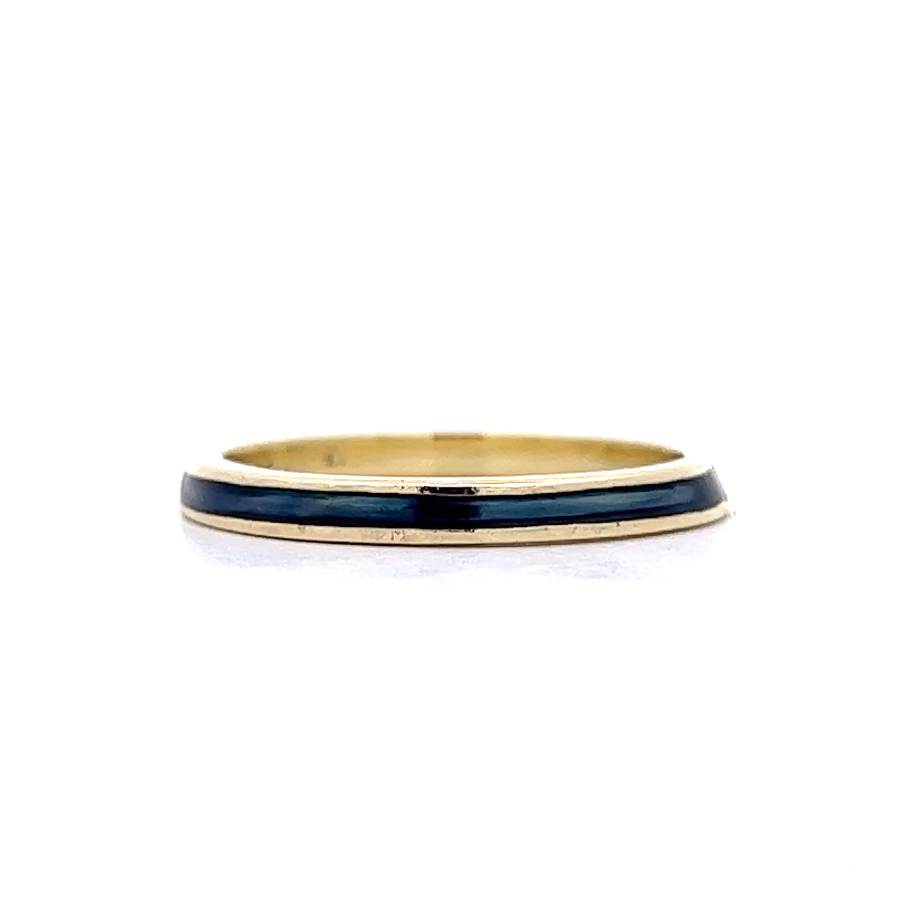 Hidalgo Blue Enamel Stacking Band in 14k Yellow Gold - Image 2