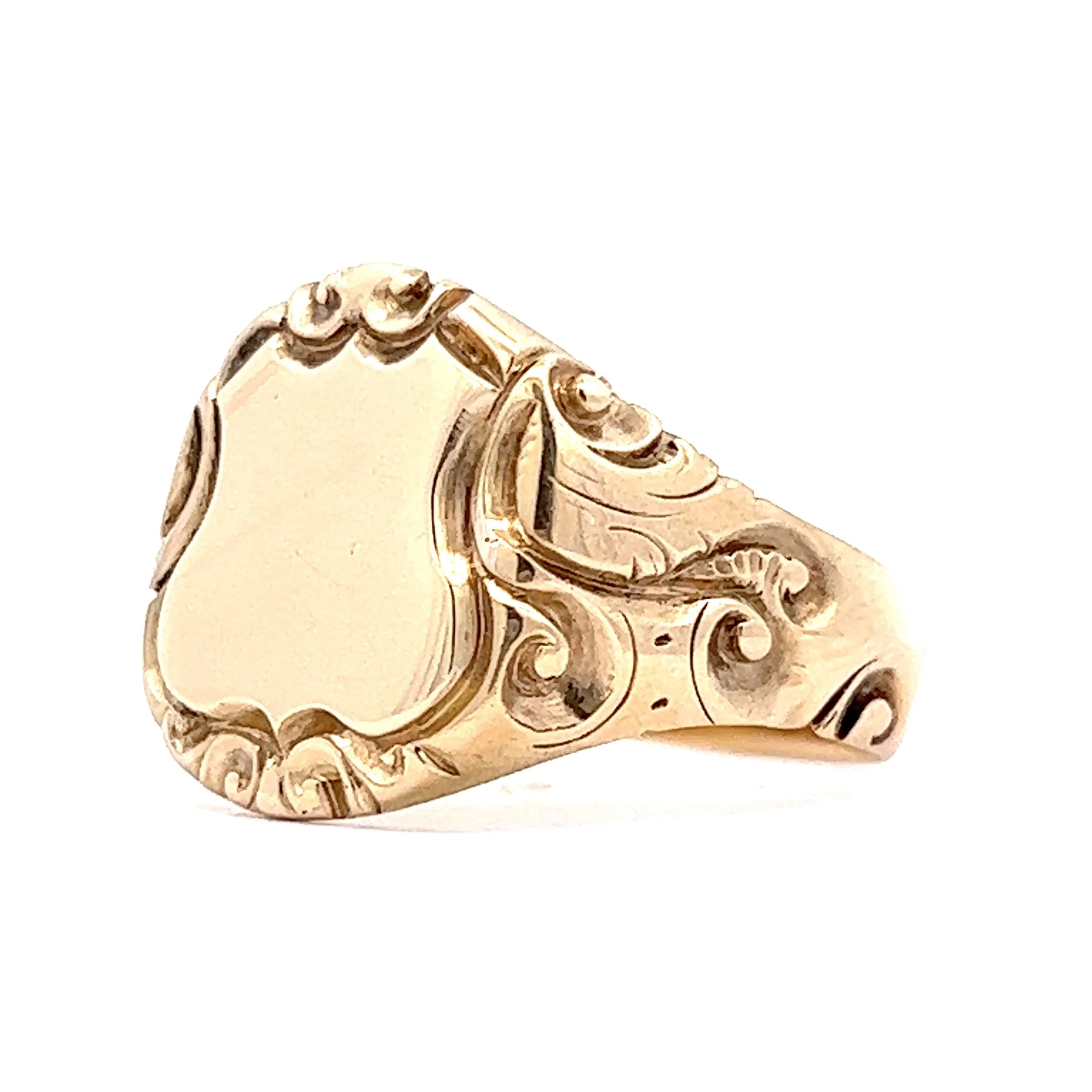 Victorian 14K Yellow Gold Shield Signet Ring - Image 2