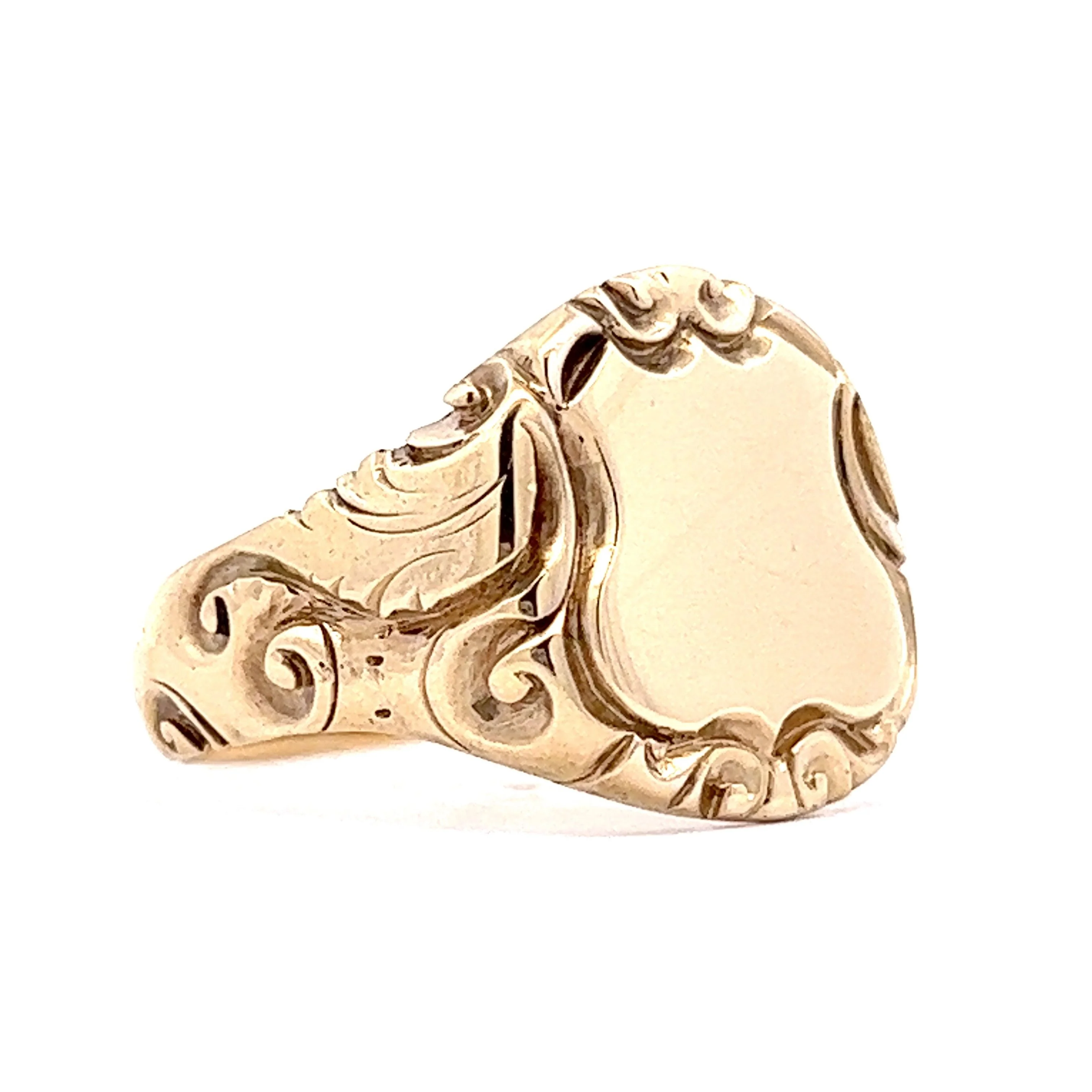 Victorian 14K Yellow Gold Shield Signet Ring - Image 3