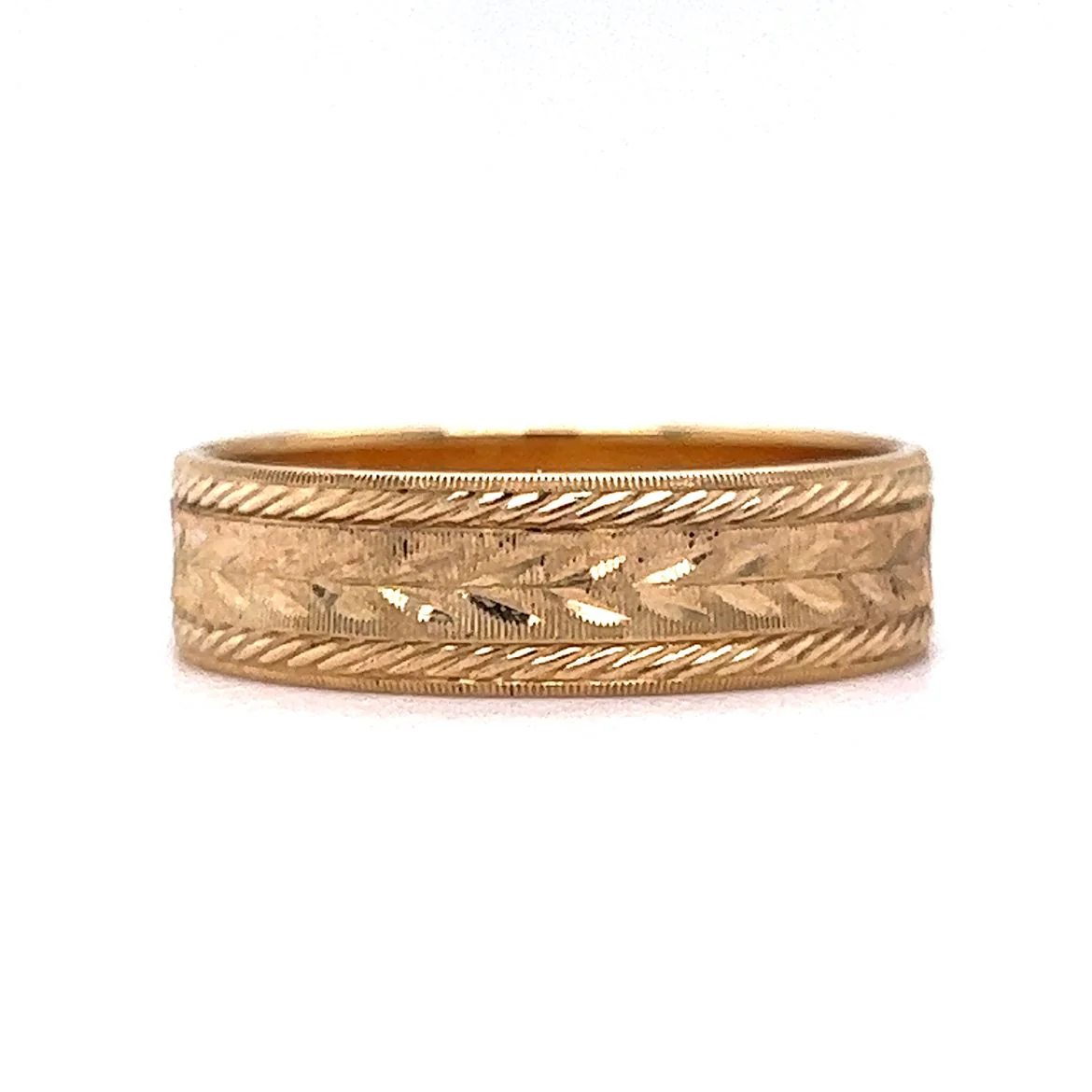 Vintage Retro Men's Wedding Band in 14k Yellow Gold - Image 2