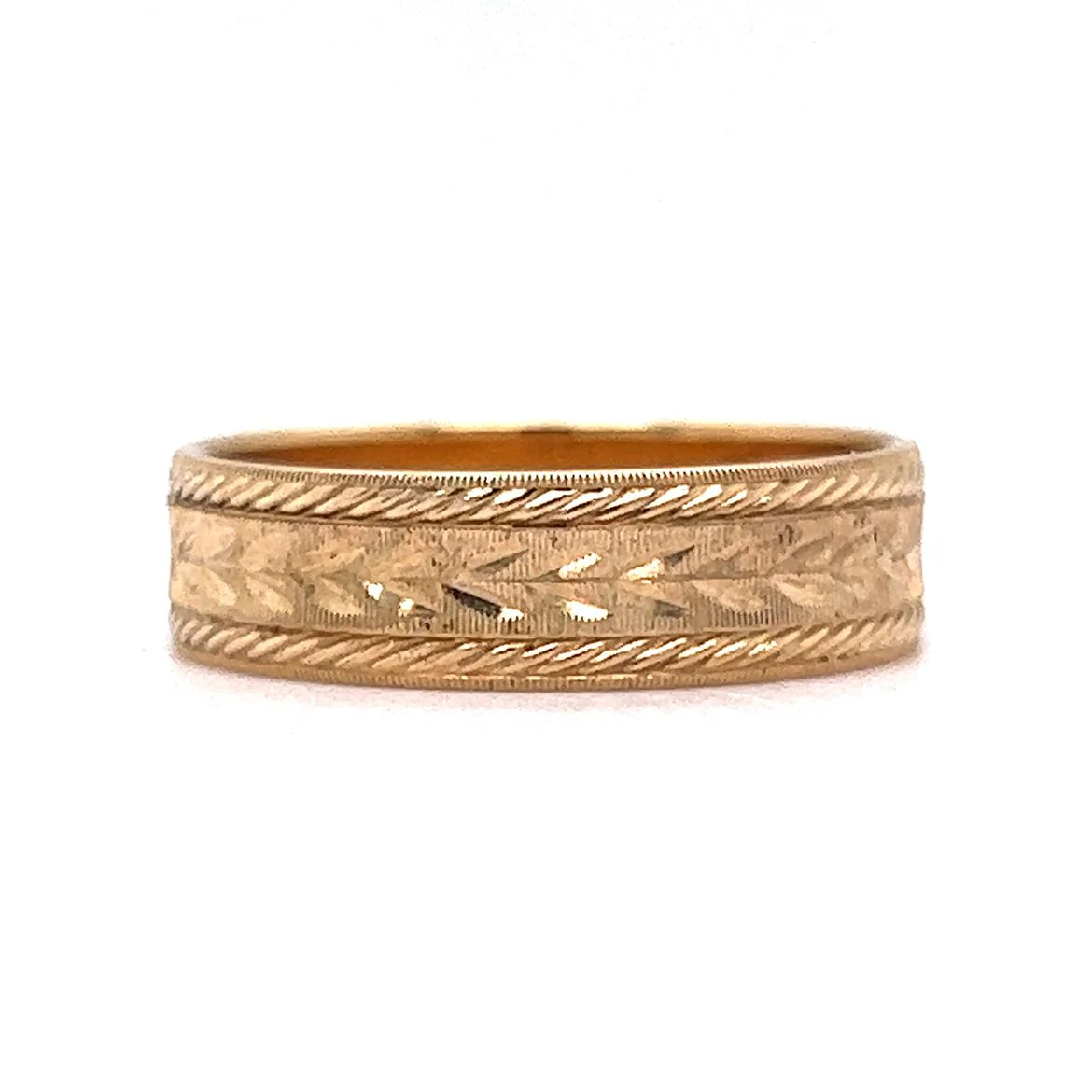 Vintage Retro Men's Wedding Band in 14k Yellow Gold - Image 3
