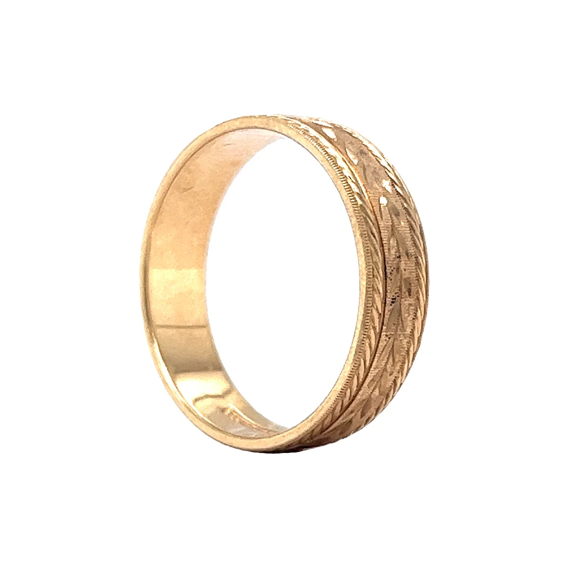 Vintage Retro Men's Wedding Band in 14k Yellow Gold - Image 5