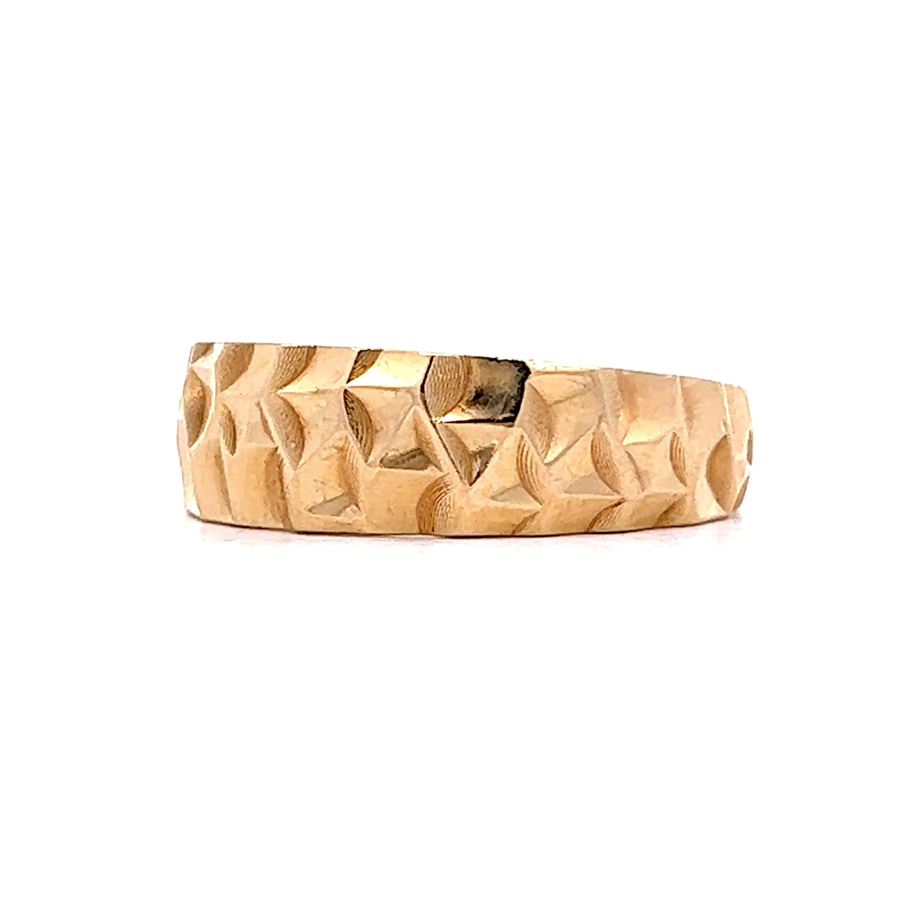 8mm Hammer Textured Band in 14k Yellow Gold - Image 2