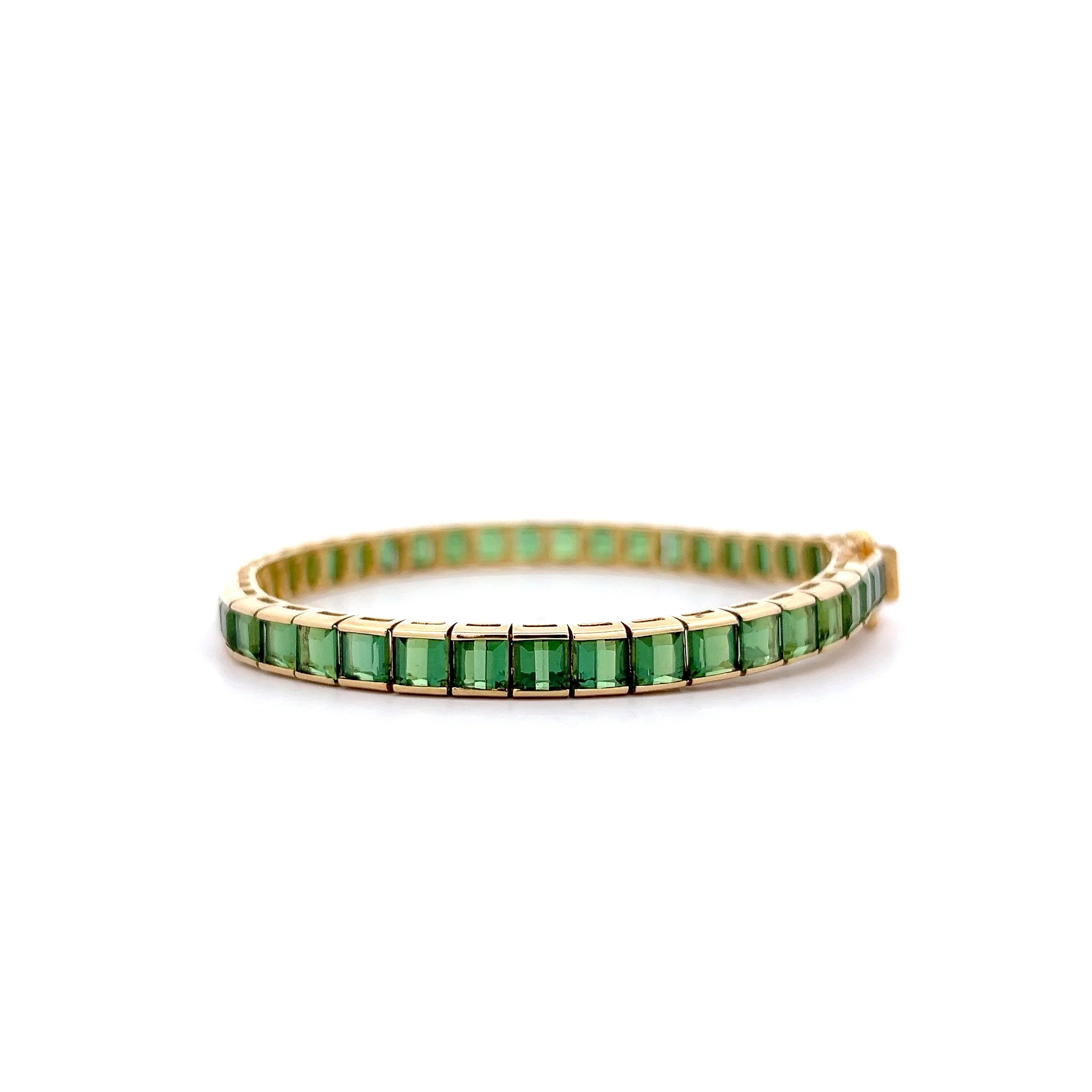 15.00 Green Tourmaline Line Bracelet 18k Yellow Gold - Image 2