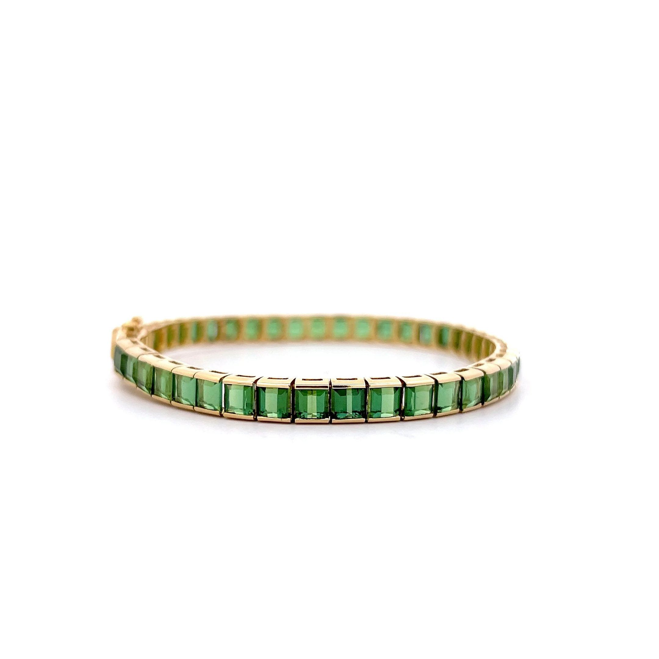 15.00 Green Tourmaline Line Bracelet 18k Yellow Gold - Image 3