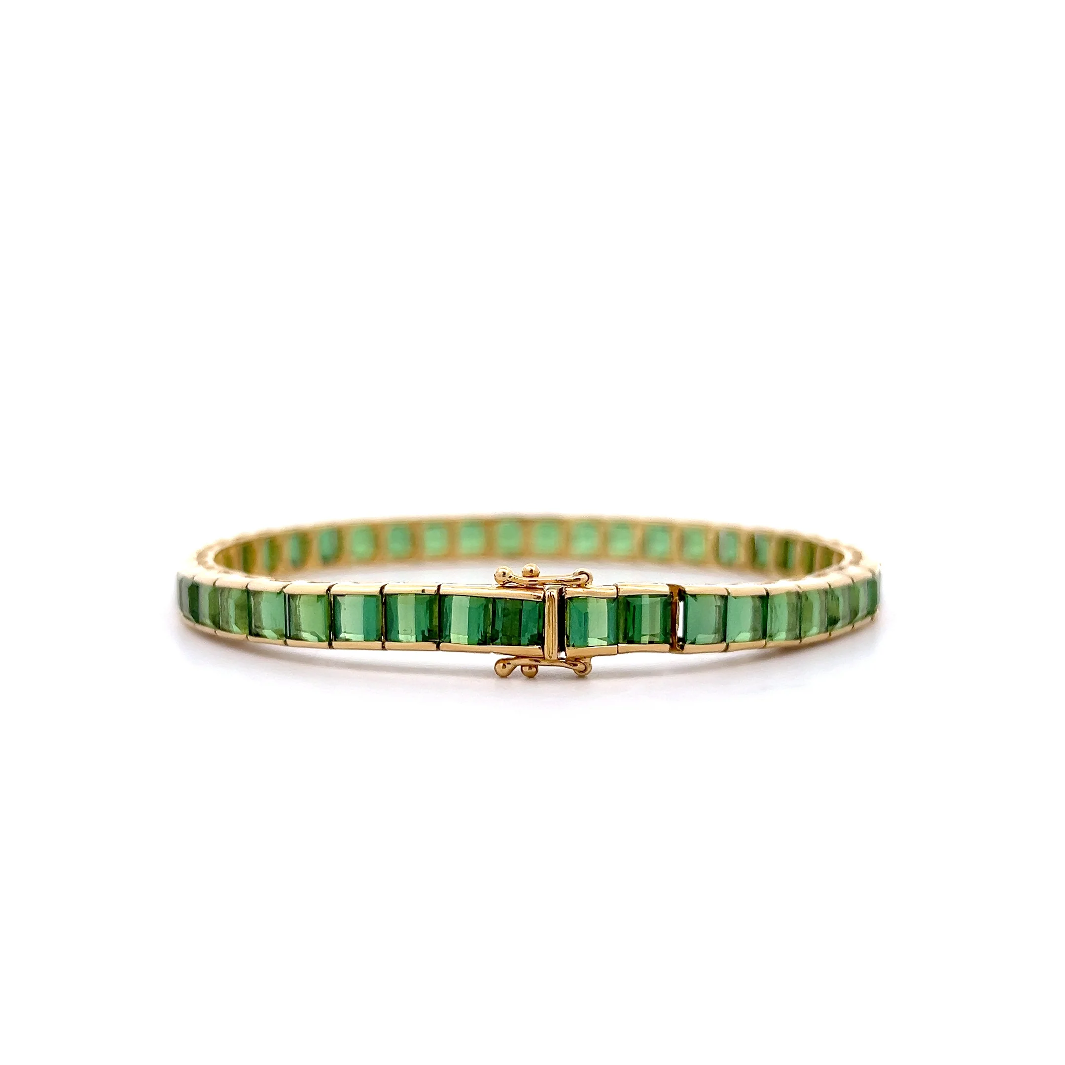 15.00 Green Tourmaline Line Bracelet 18k Yellow Gold - Image 4