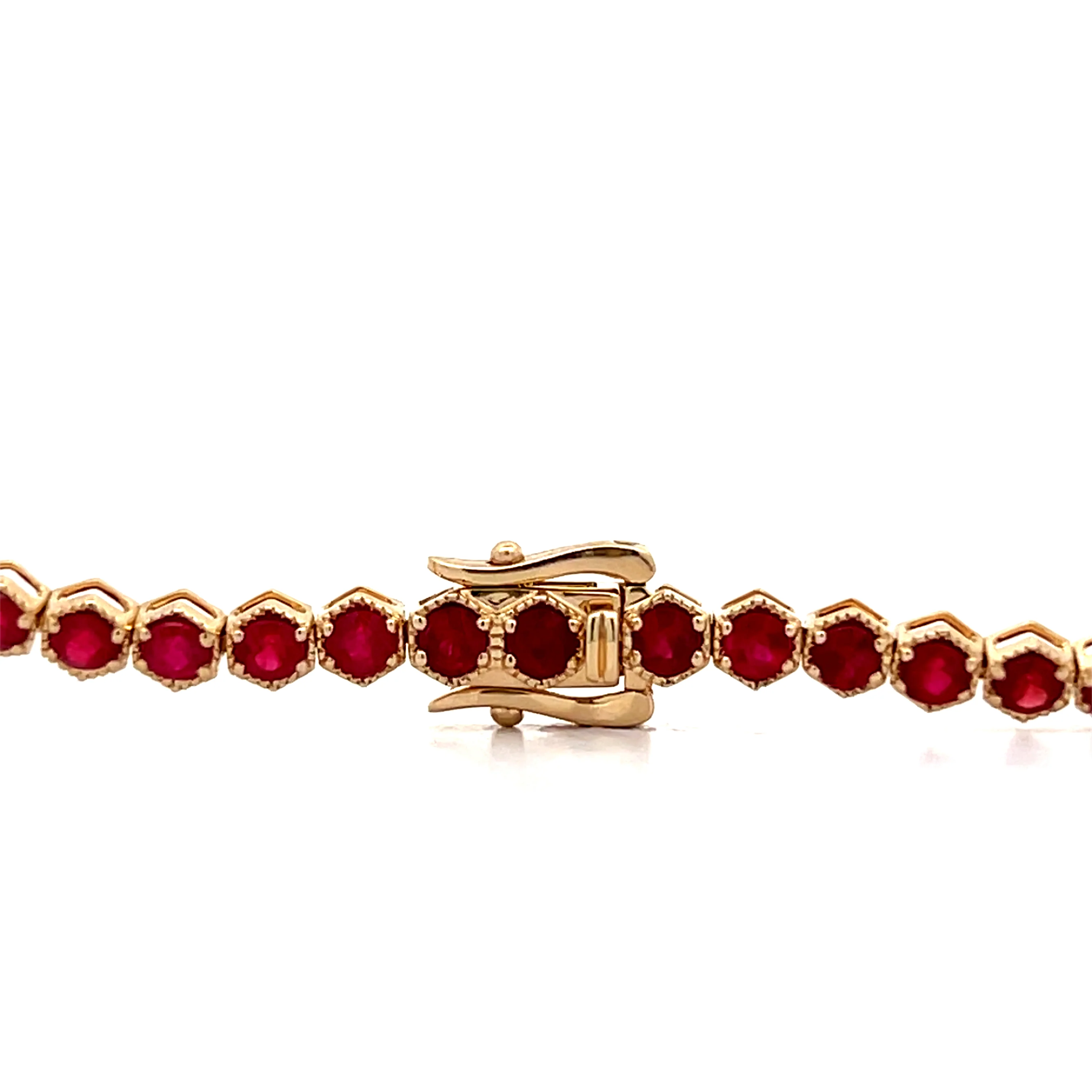 15.01 Round Cut Ruby Tennis Necklace 14k Yellow Gold - Image 4