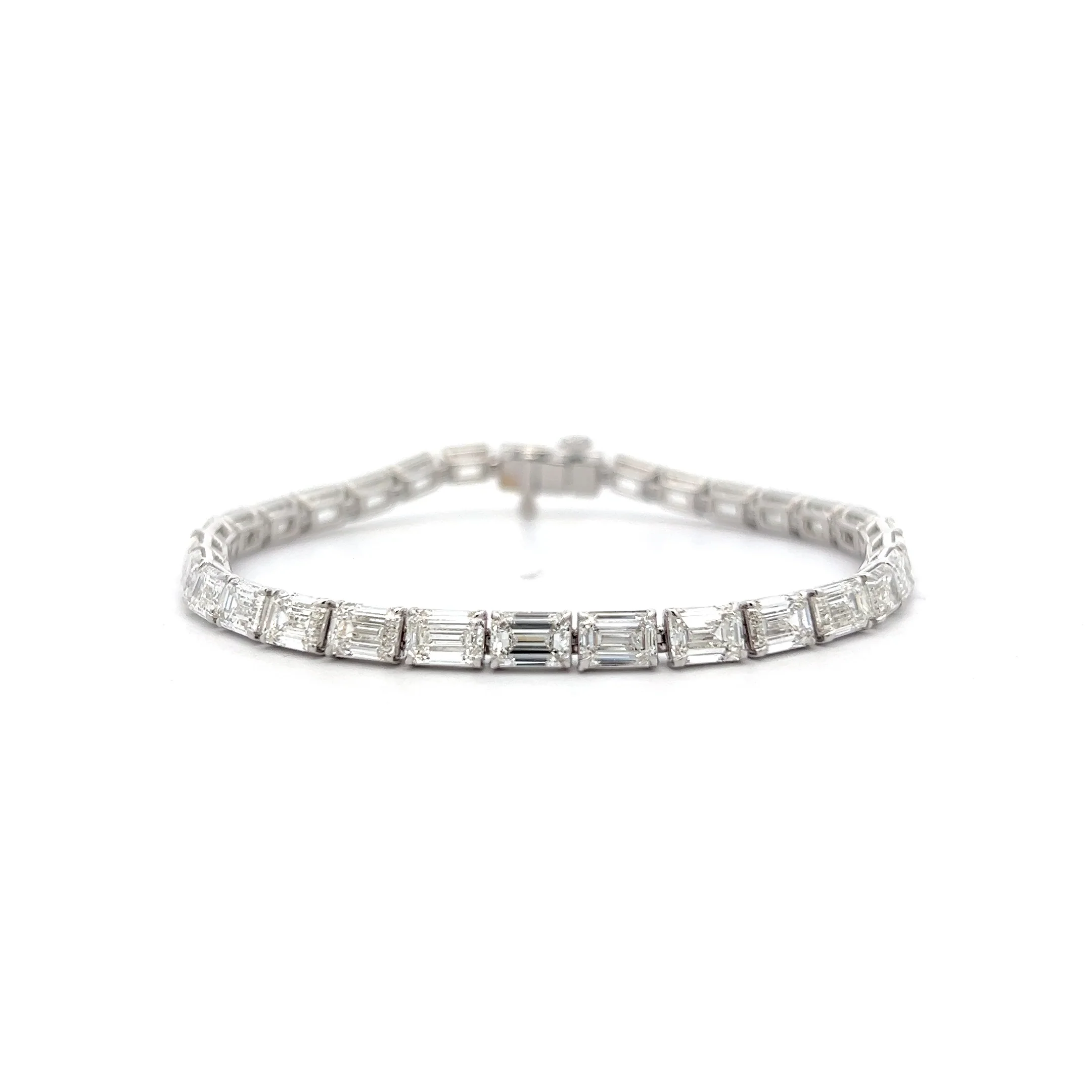 15.67 Emerald Cut Diamond Bracelet in 18k White Gold