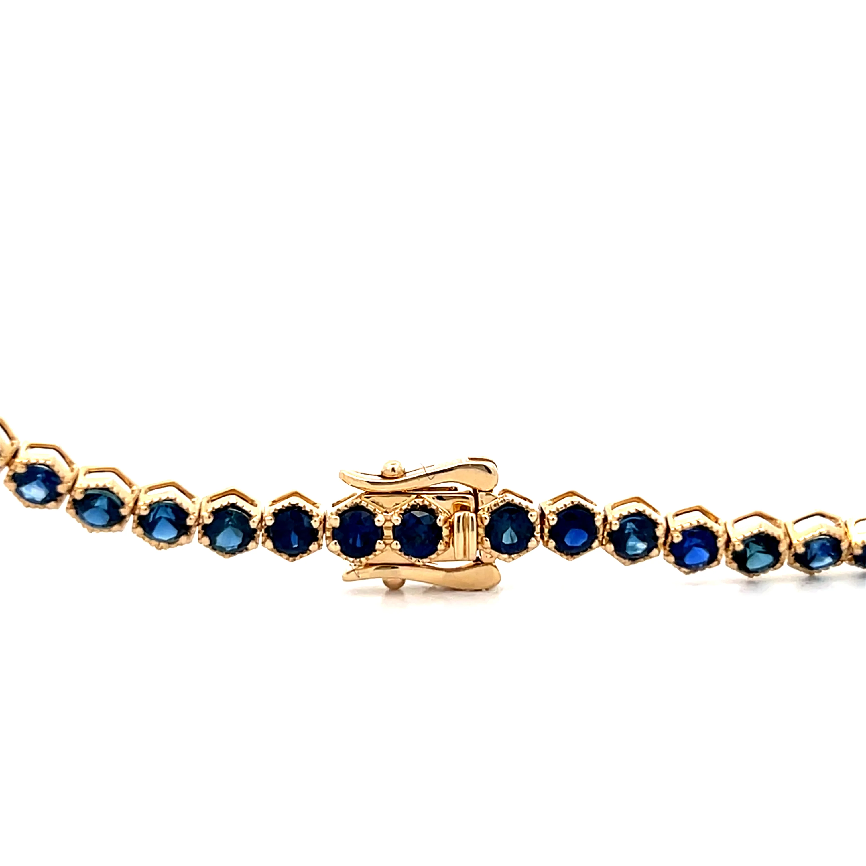 15 Carat Blue Sapphire Tennis Necklace 14k Yellow Gold - Image 4